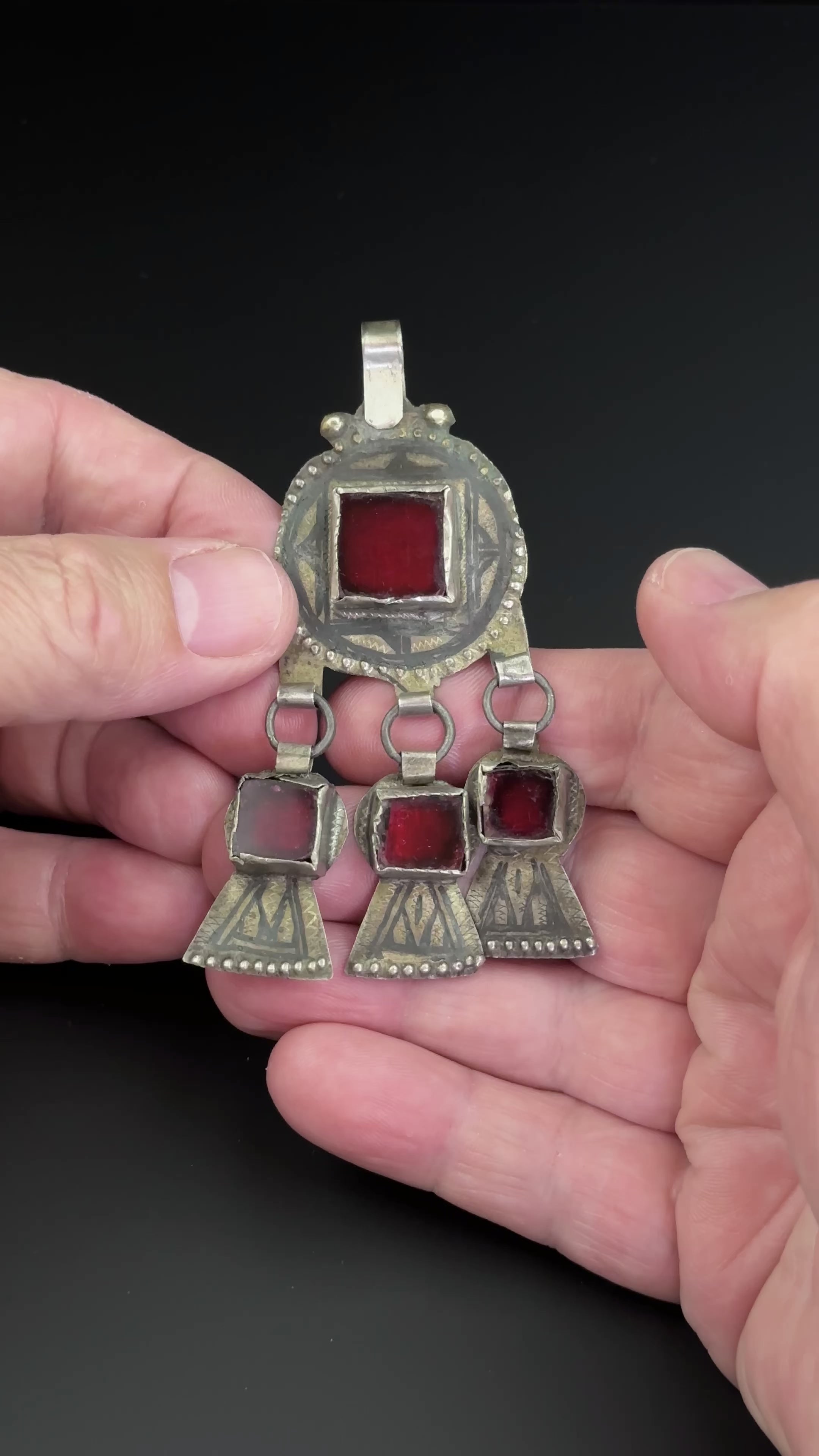 Antique Silver Niello Pendant, Ida ou Nadif, Morocco