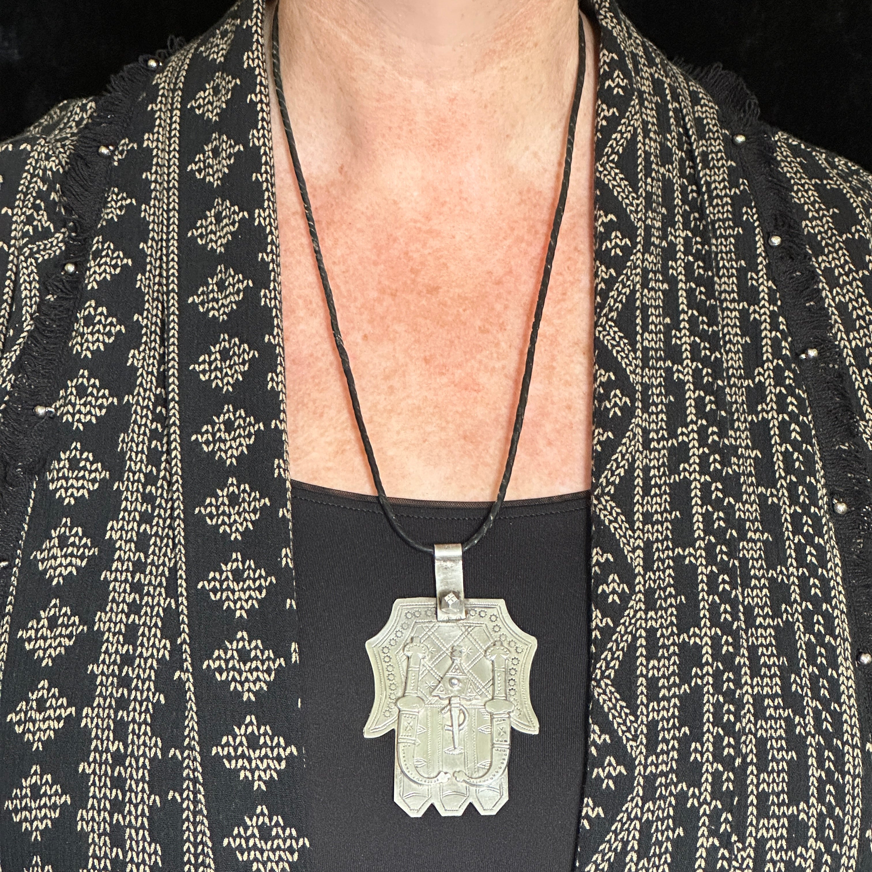Large Vintage Silver Hamsa, South Morocco