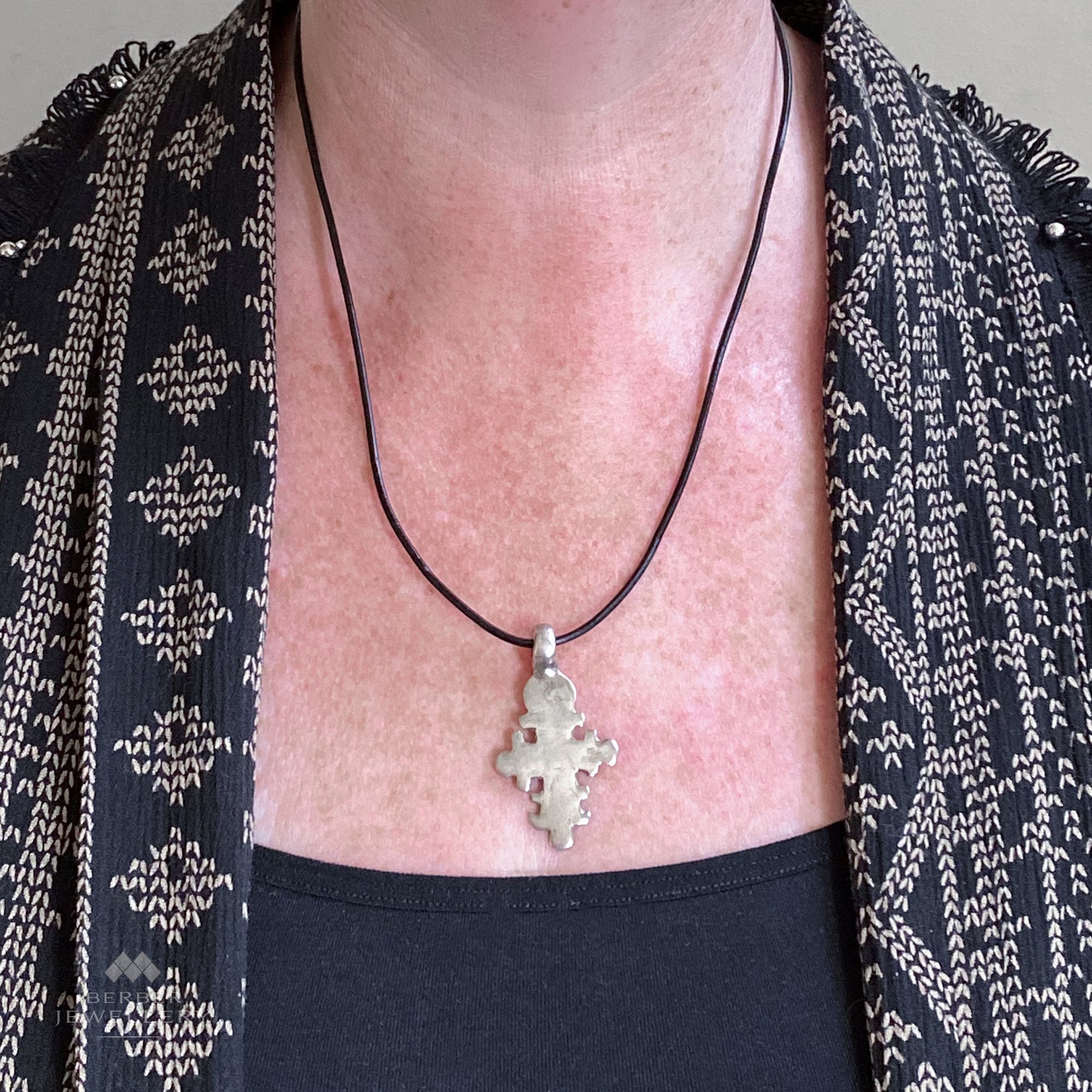 Vintage silver cross pendant from Ethiopia