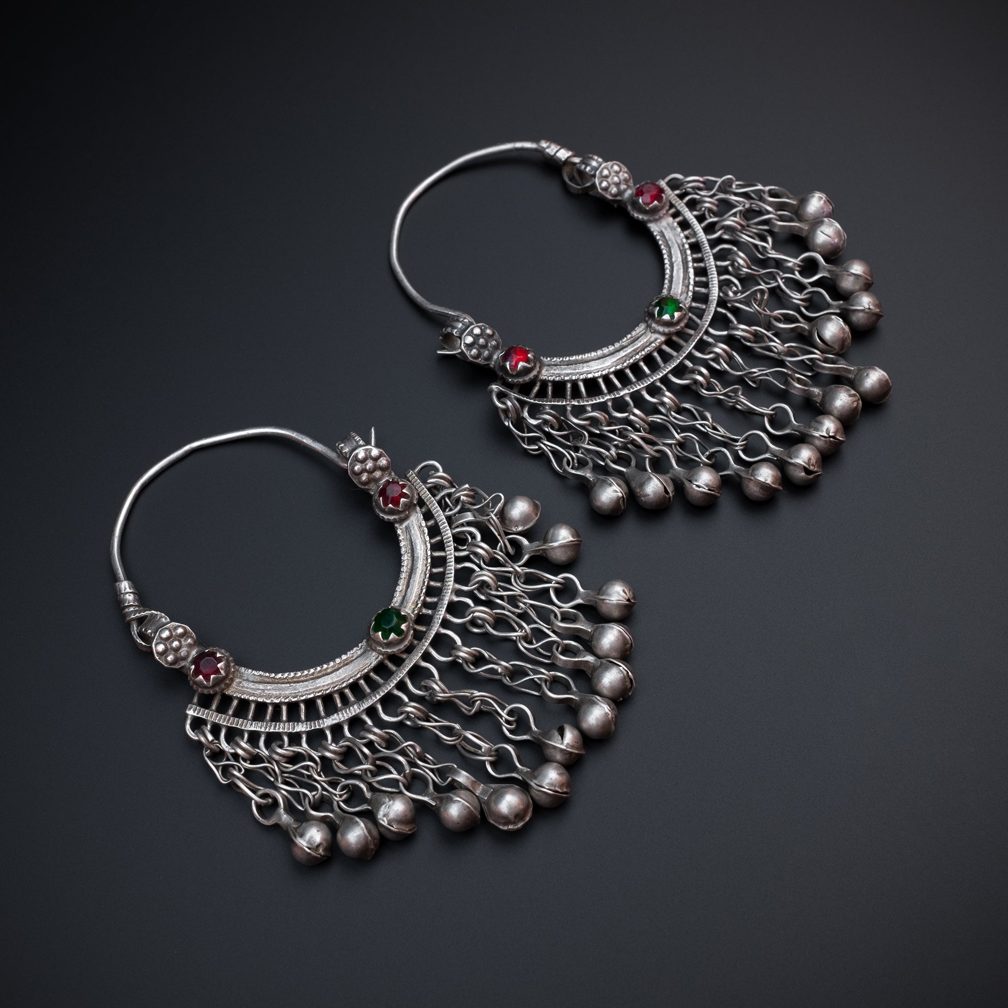 Vintage Afghan silver hoop earrings