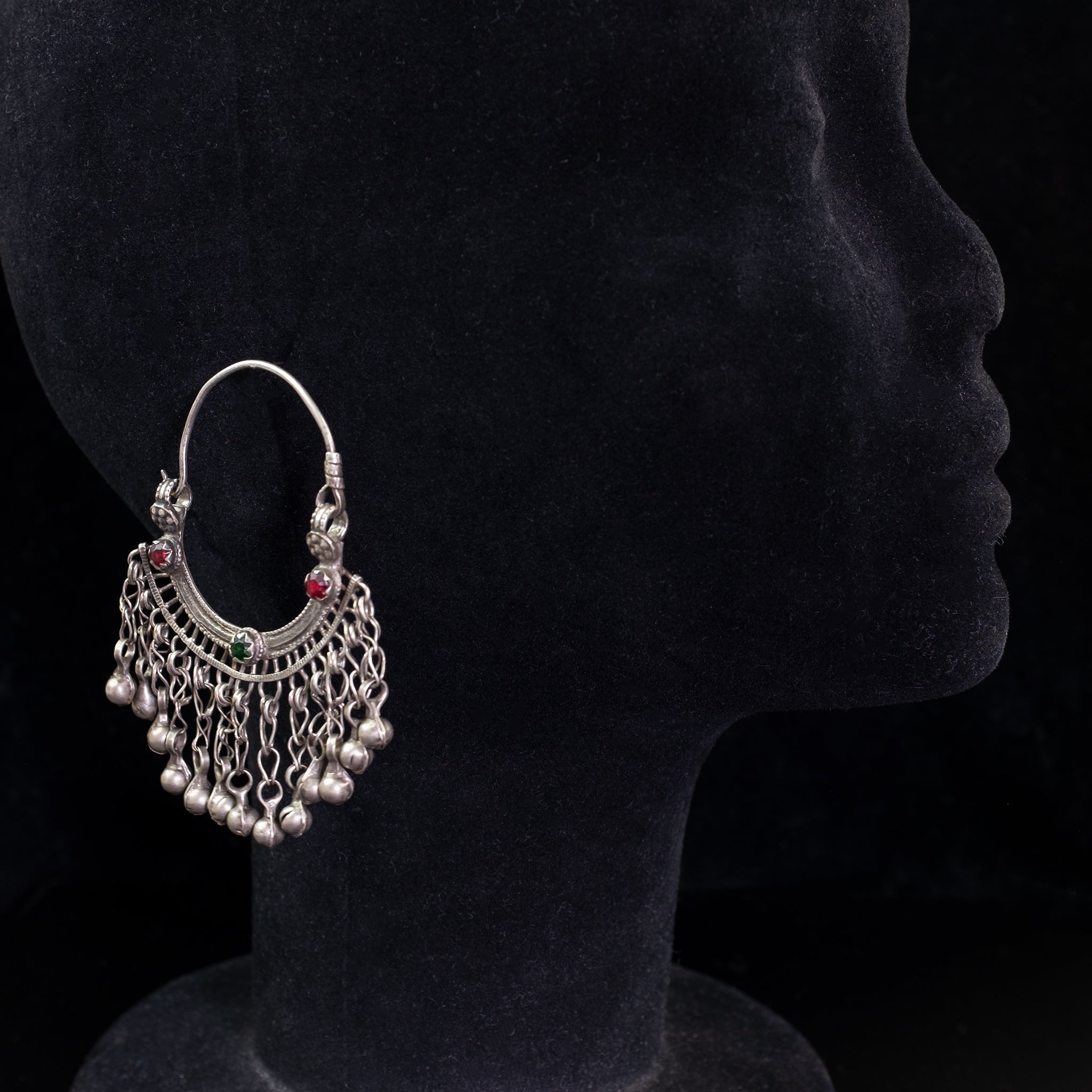 Vintage Afghan silver hoop earrings