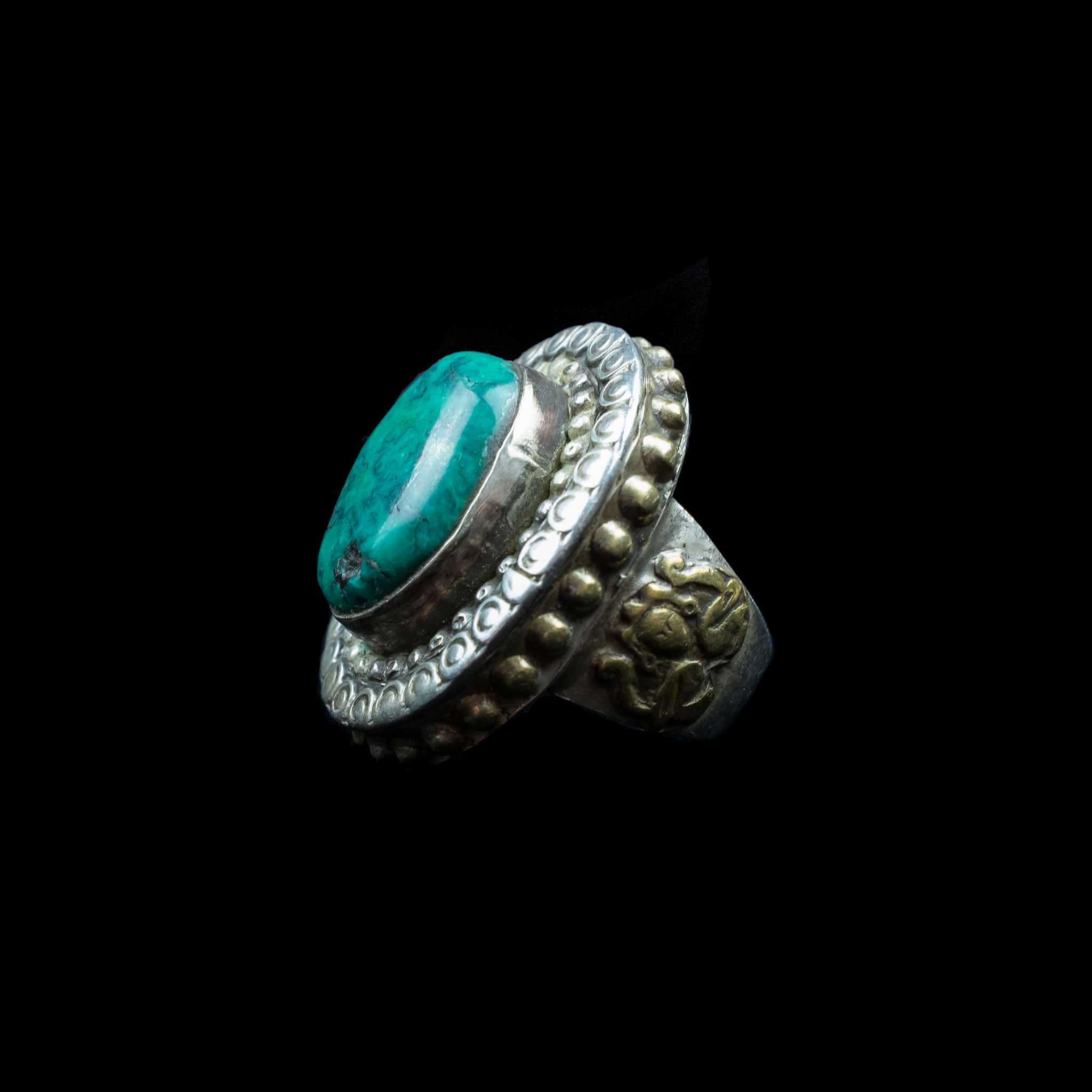 Silver And Turquoise Ring From Afghanistan | Vintage Ethnic Jewellery