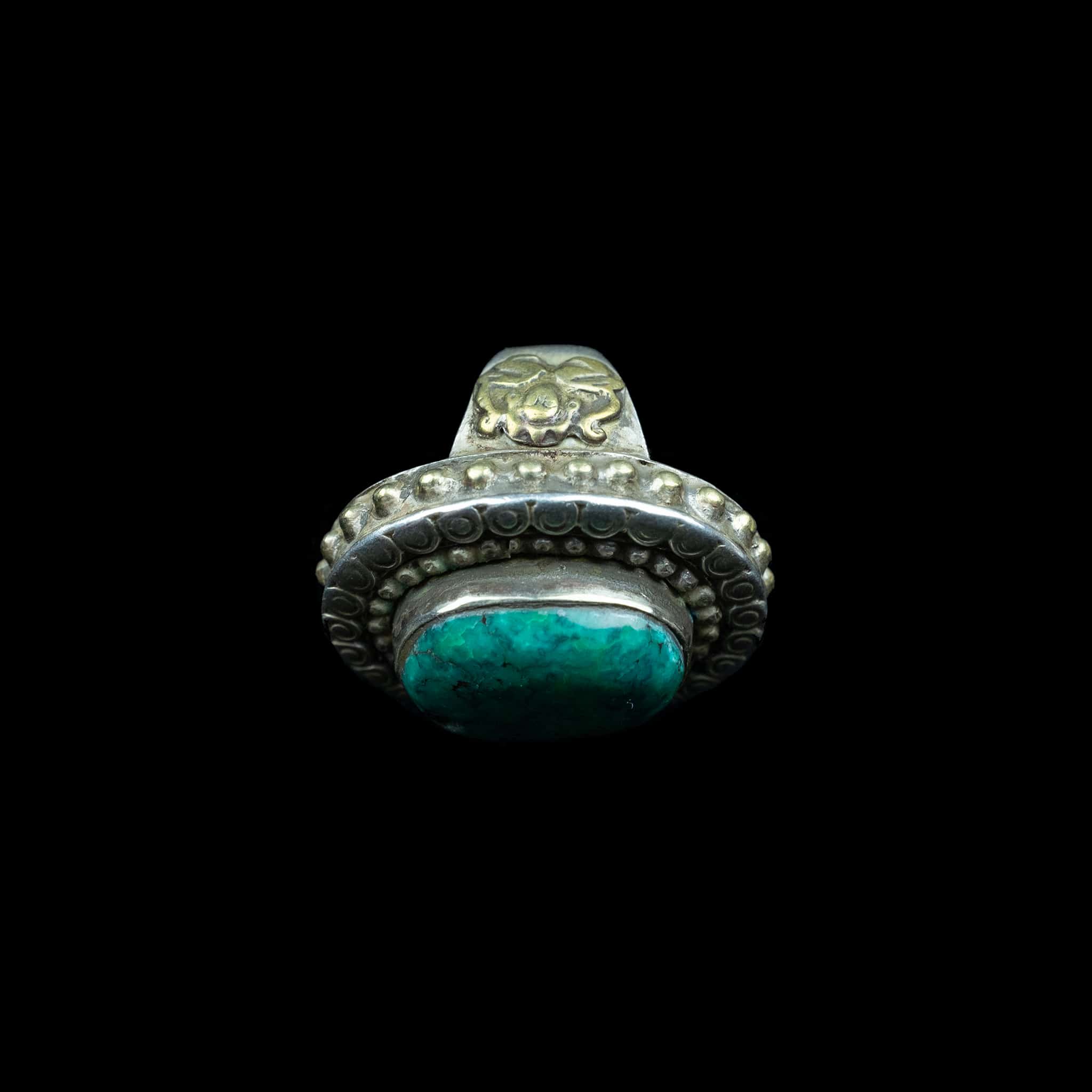 Silver And Turquoise Ring From Afghanistan | Vintage Ethnic Jewellery