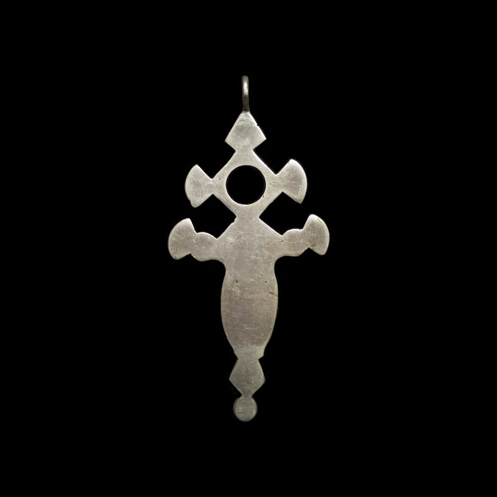 Silver Tuareg cross of Agadez with khamsa