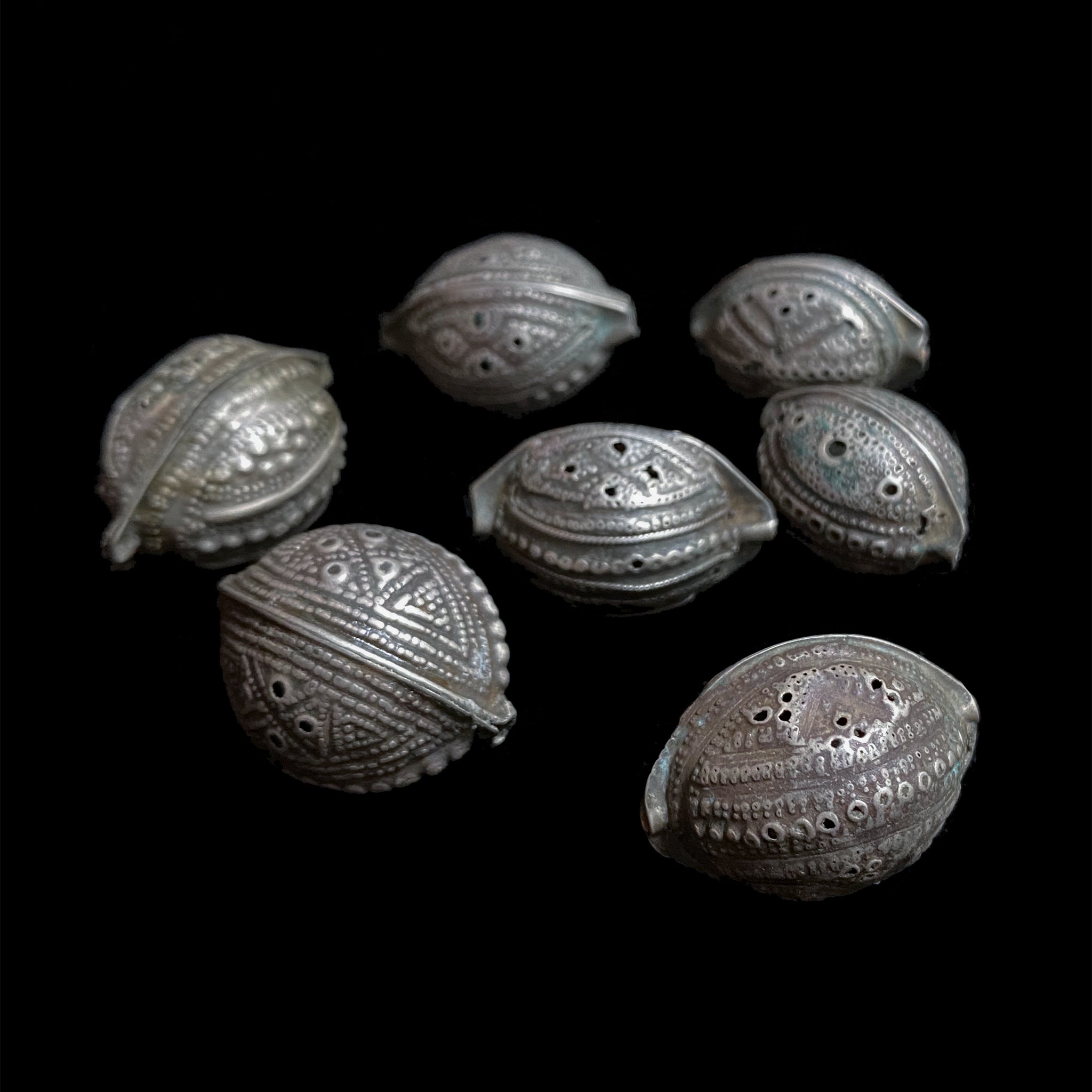 Antique Agrab Al Fadda silver beads from Mauritania