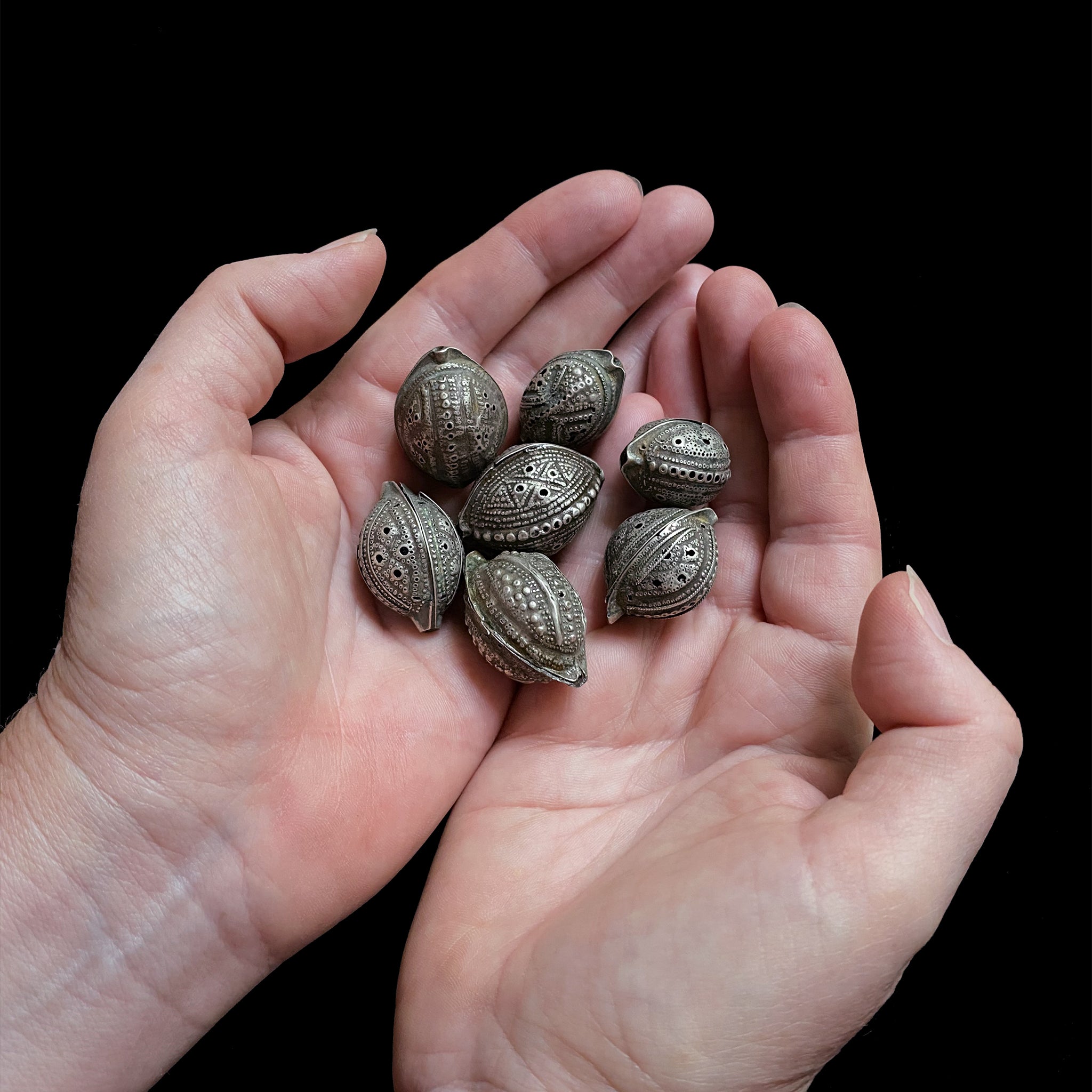 Antique Agrab Al Fadda silver beads from Mauritania