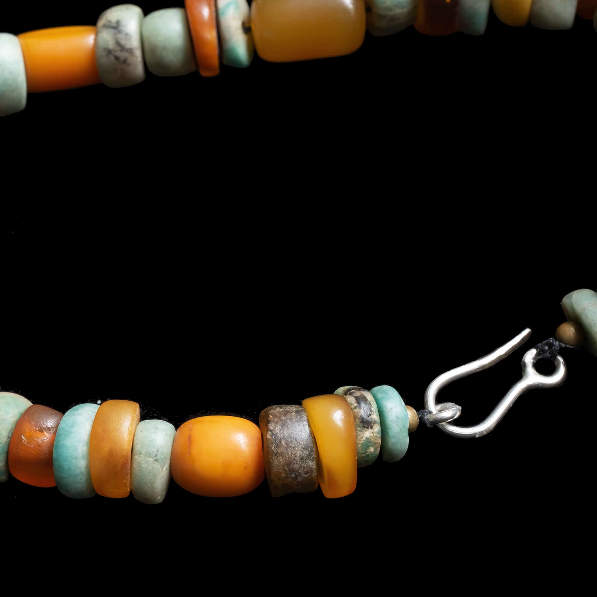 Genuine Amber and Amazonite Necklace | Vintage Ethnic Jewellery