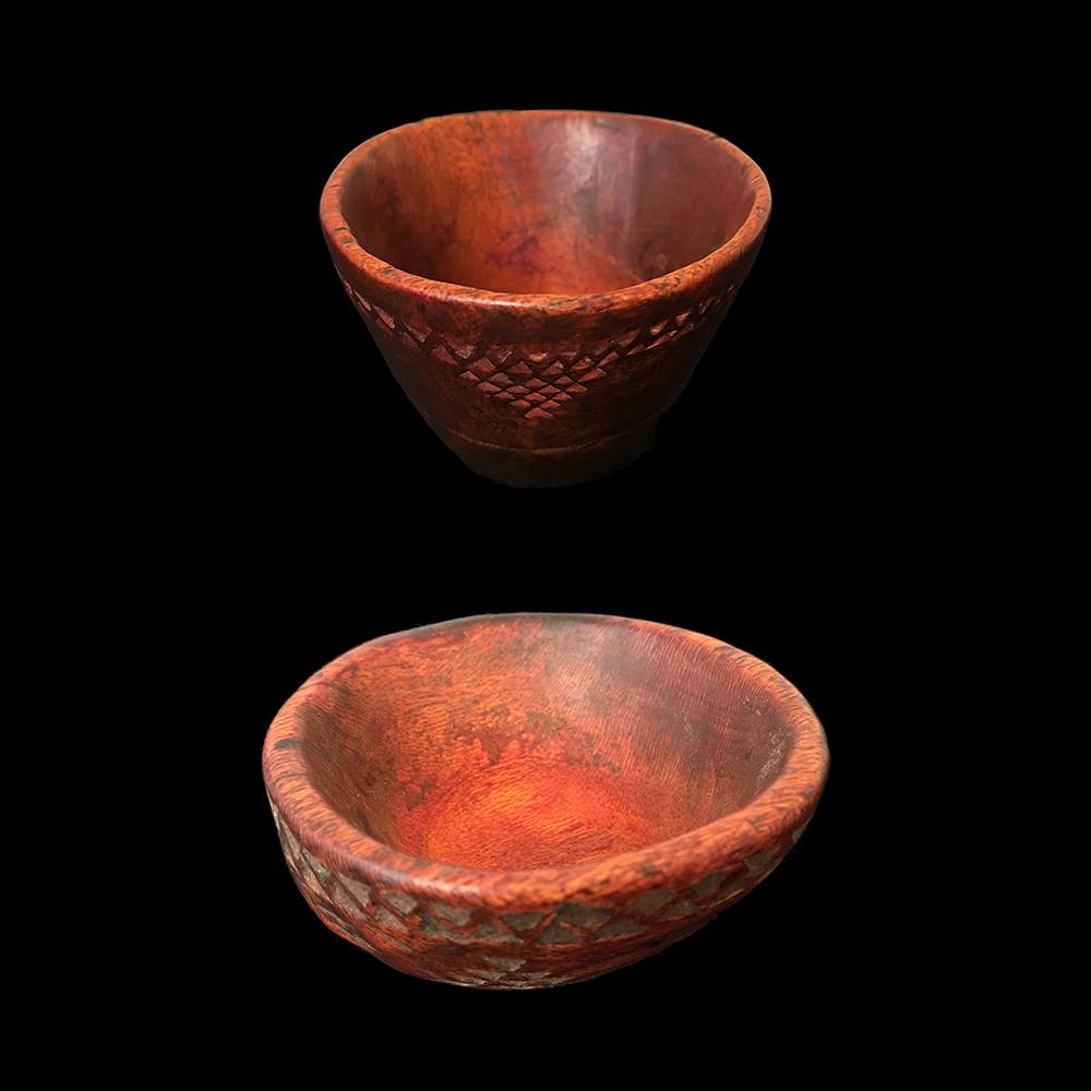 Two Berber wooden saffron bowls