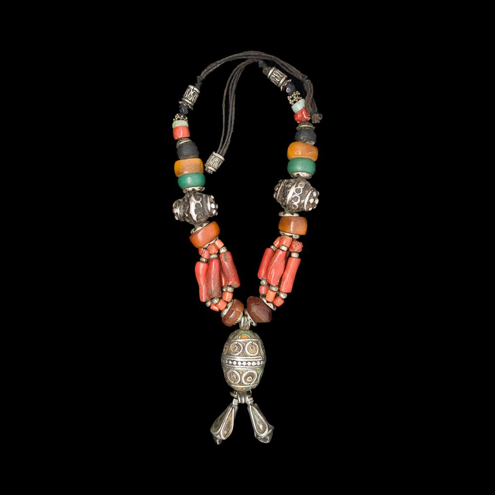 Vintage Berber Necklace with Coral& Amber | Vintage Ethnic Jewellery