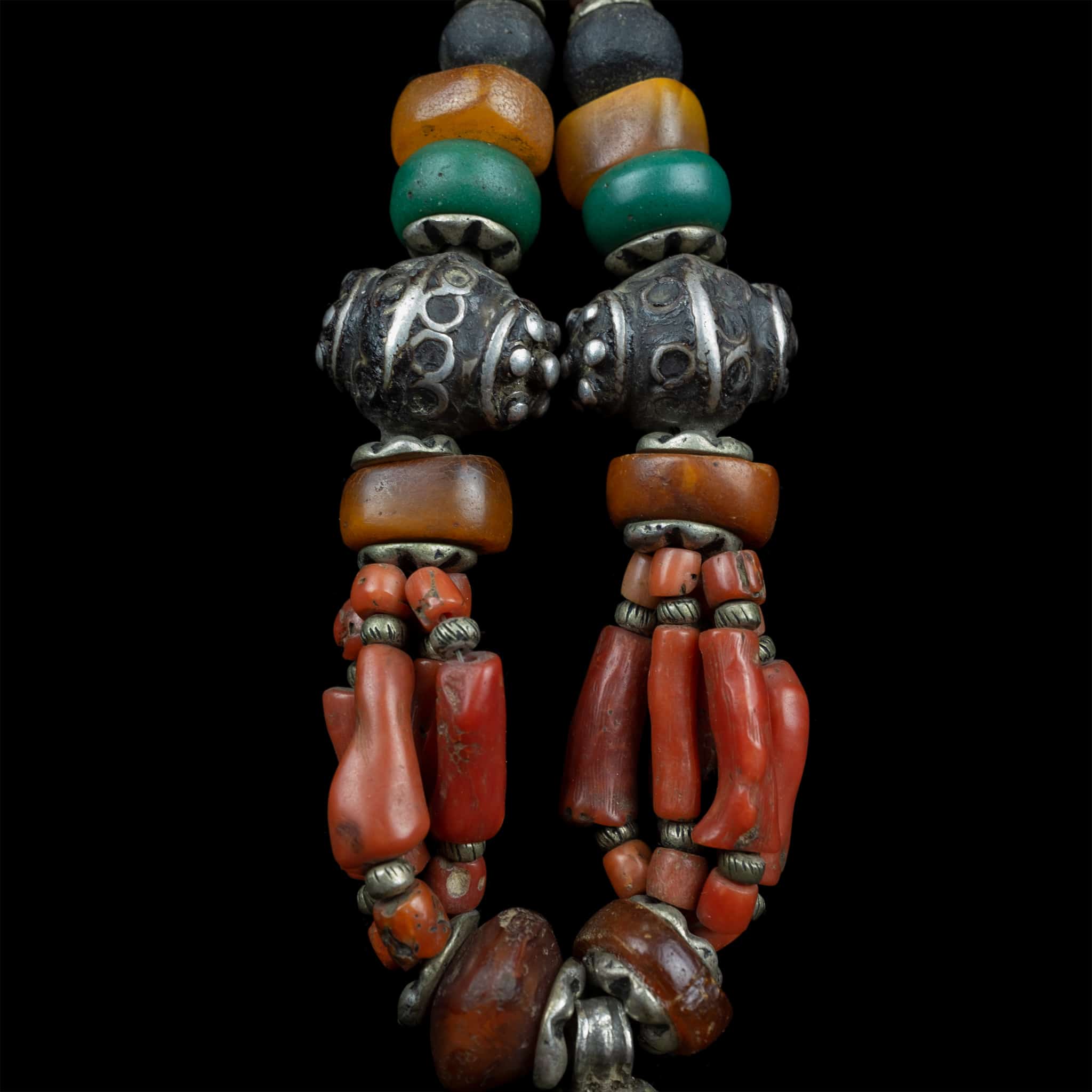 Vintage Berber Necklace with Coral& Amber | Vintage Ethnic Jewellery