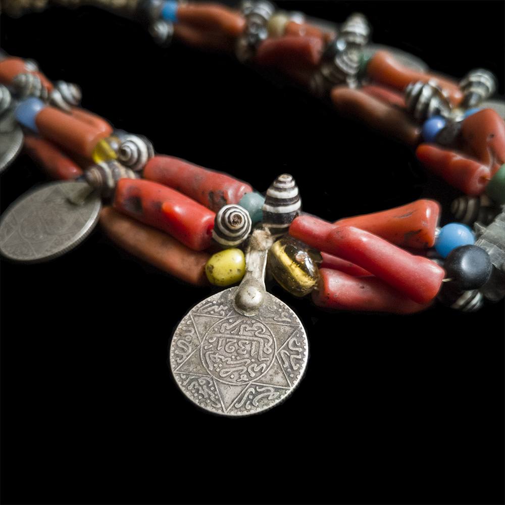 Berber Jewellery | Vintage coral and silver necklace from Morocco