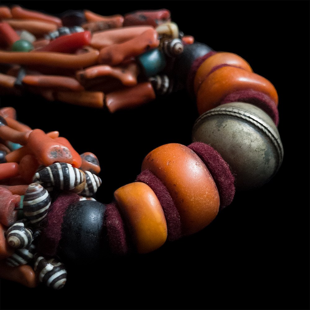 Berber Jewellery | Antique amber and coral necklace from Morocco amber and coral Berber necklace