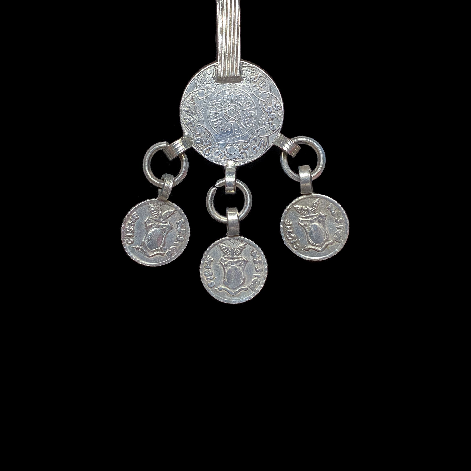 Pair of Old Moroccan Silver Coin Pendants