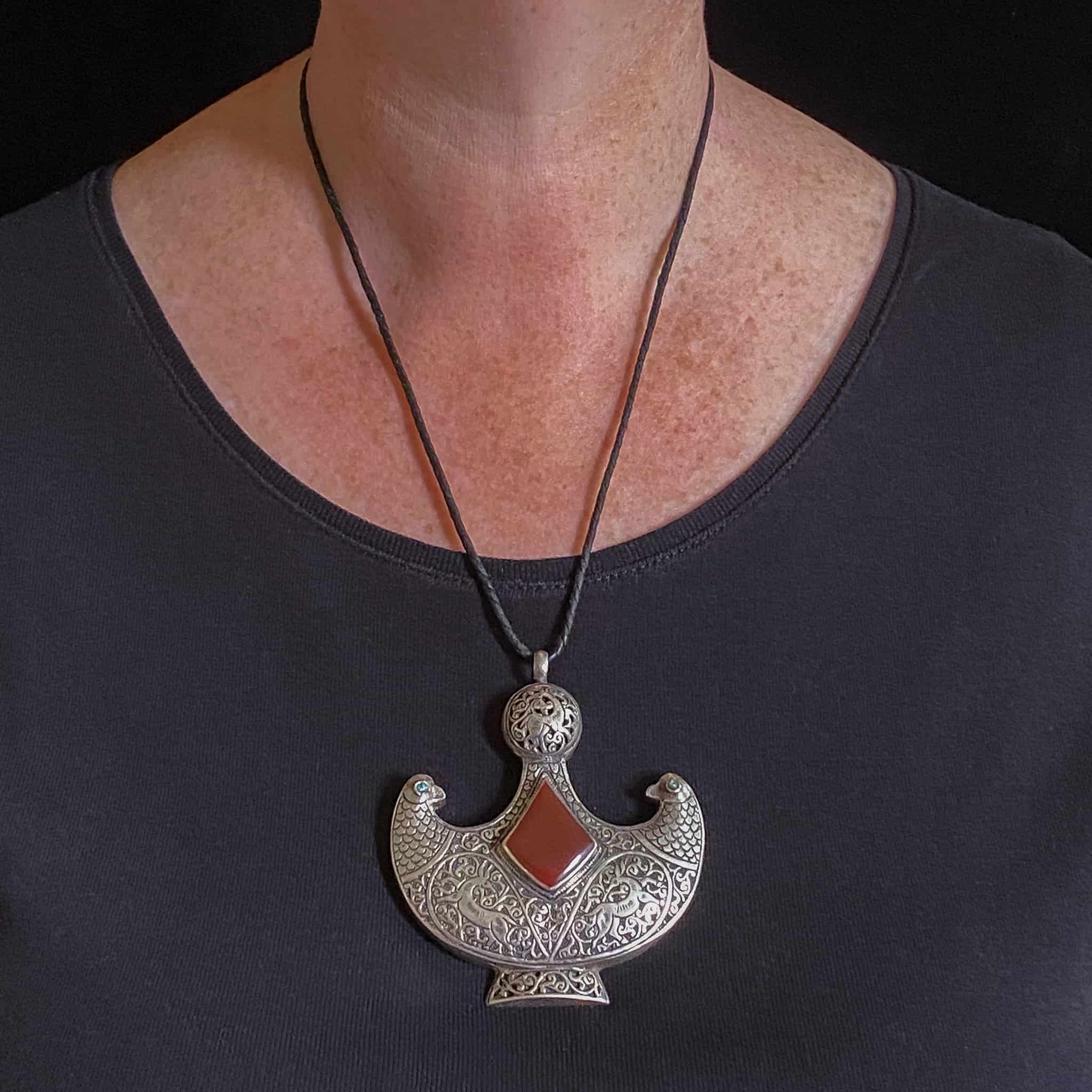 Sterling Silver Bird Pendant From Afghanistan | Vintage Ethnic Jewellery