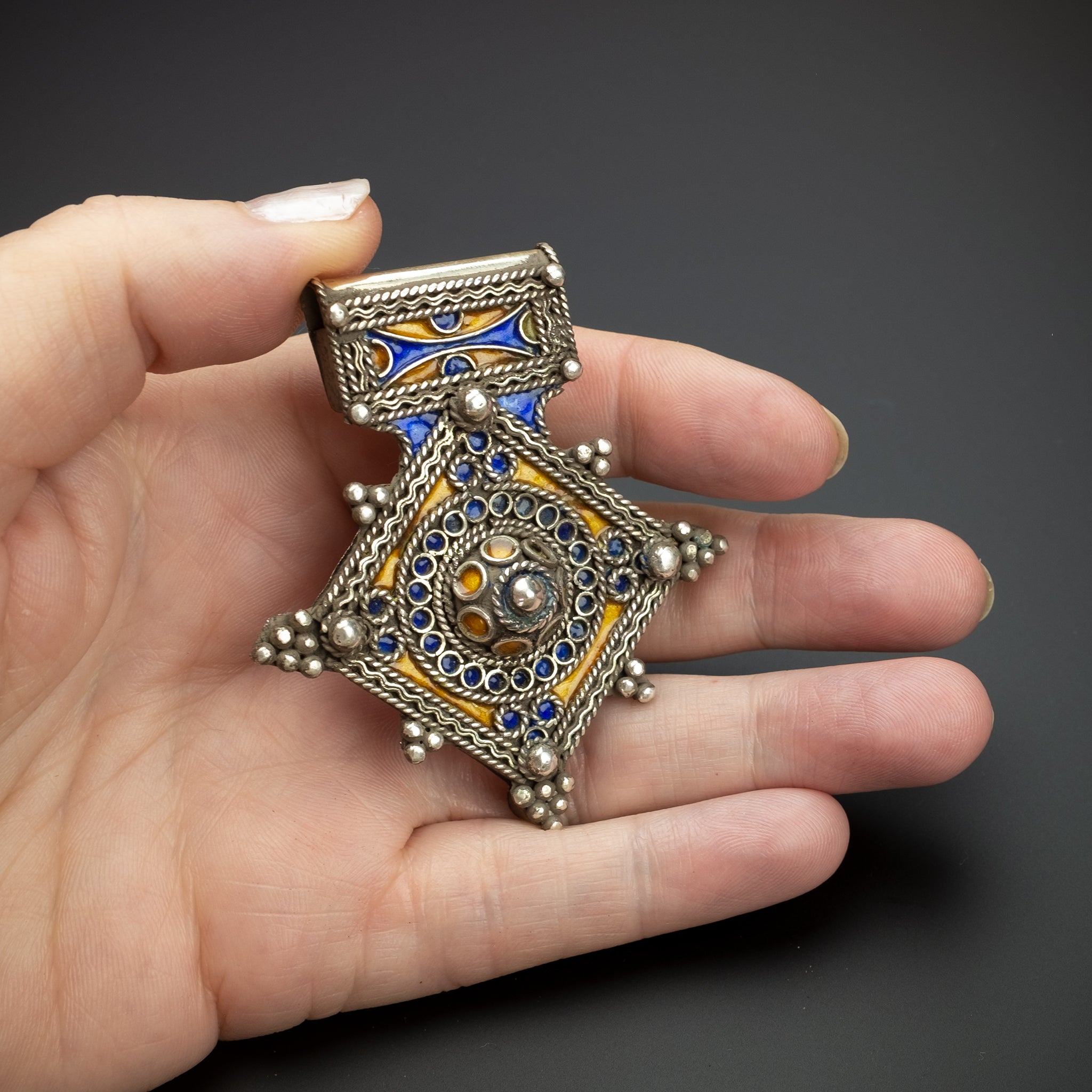 Vintage Moroccan Silver ‘Boghdad’ Cross Amulet Pendant