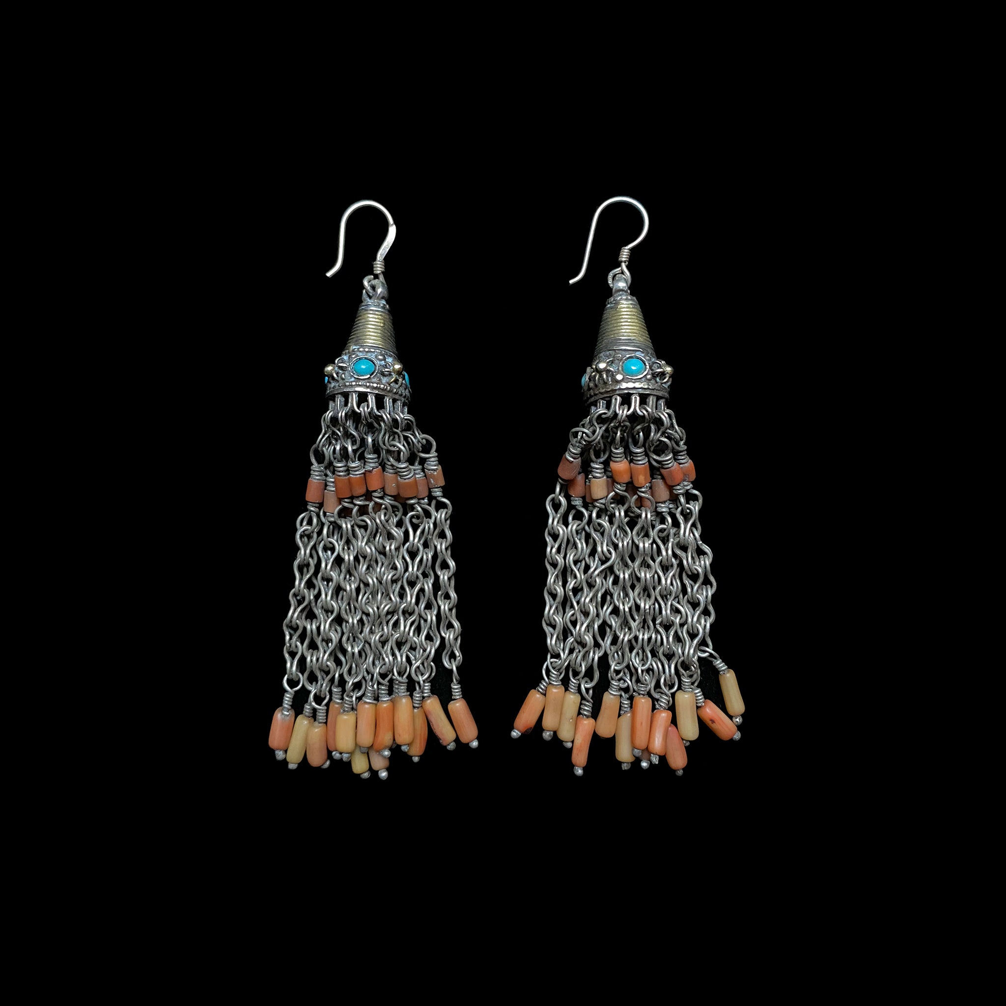Rare Antique Silver earrings from Bukhara, Uzbekistan