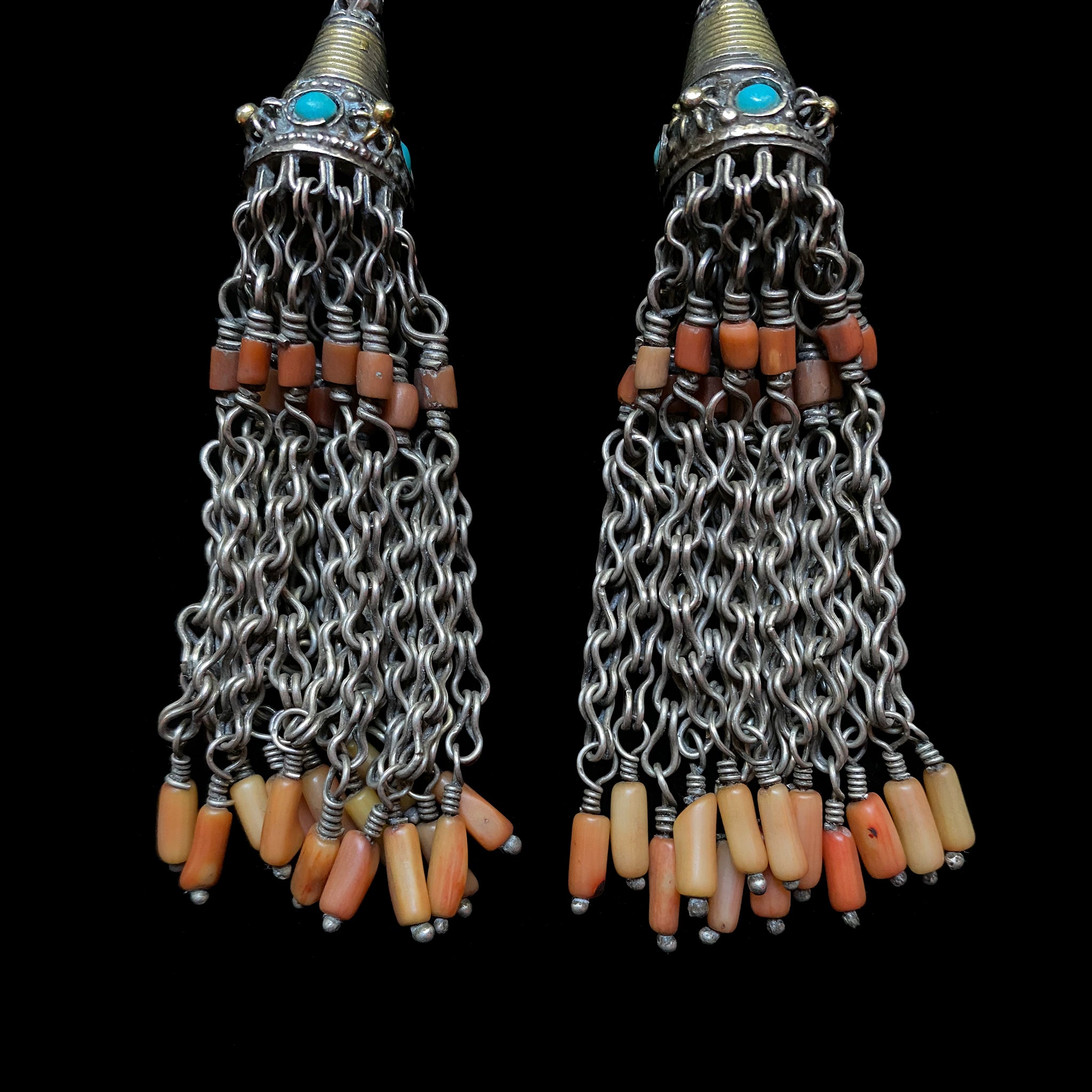 Rare Antique Silver earrings from Bukhara, Uzbekistan