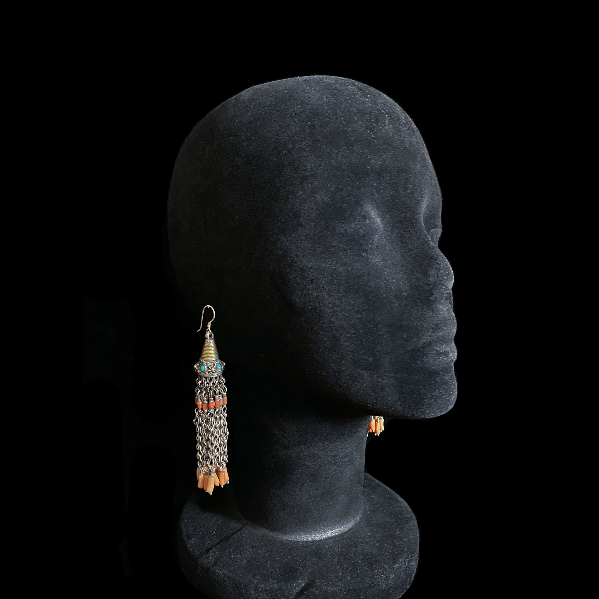Rare Antique Silver earrings from Bukhara, Uzbekistan