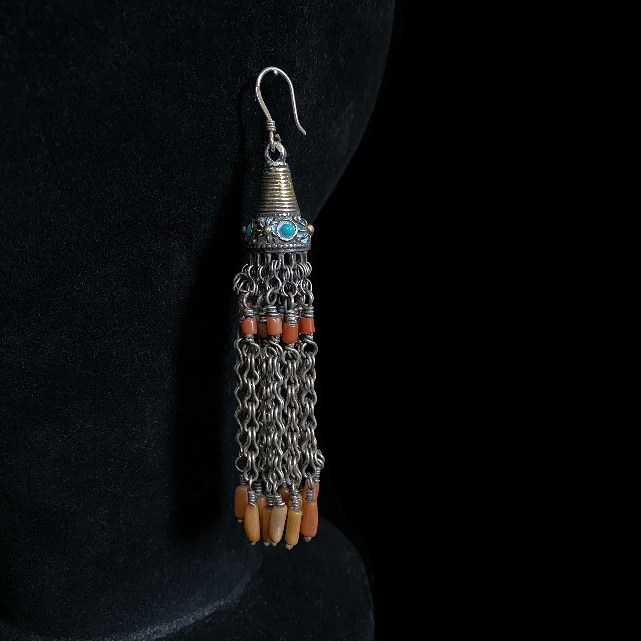 Rare Antique Silver earrings from Bukhara, Uzbekistan