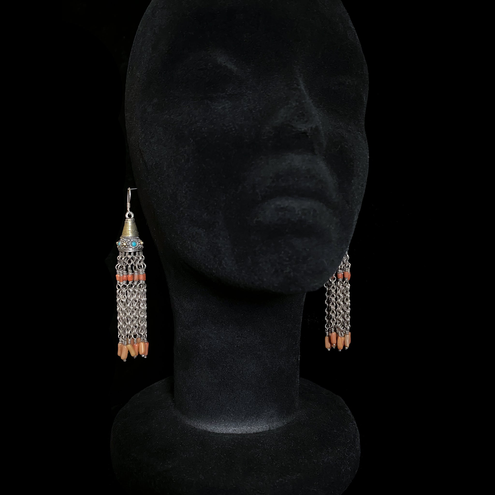 Rare Antique Silver earrings from Bukhara, Uzbekistan