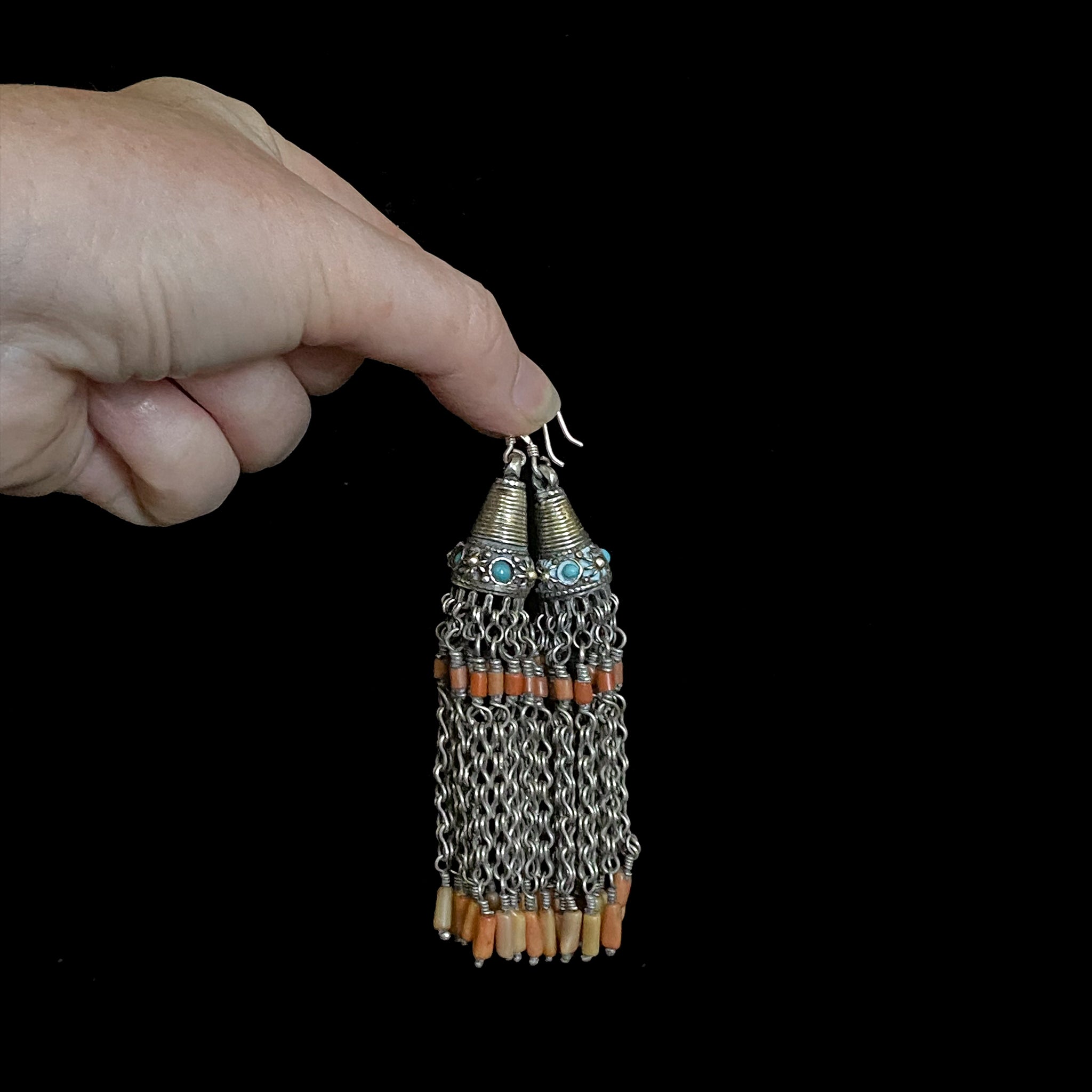 Rare Antique Silver earrings from Bukhara, Uzbekistan