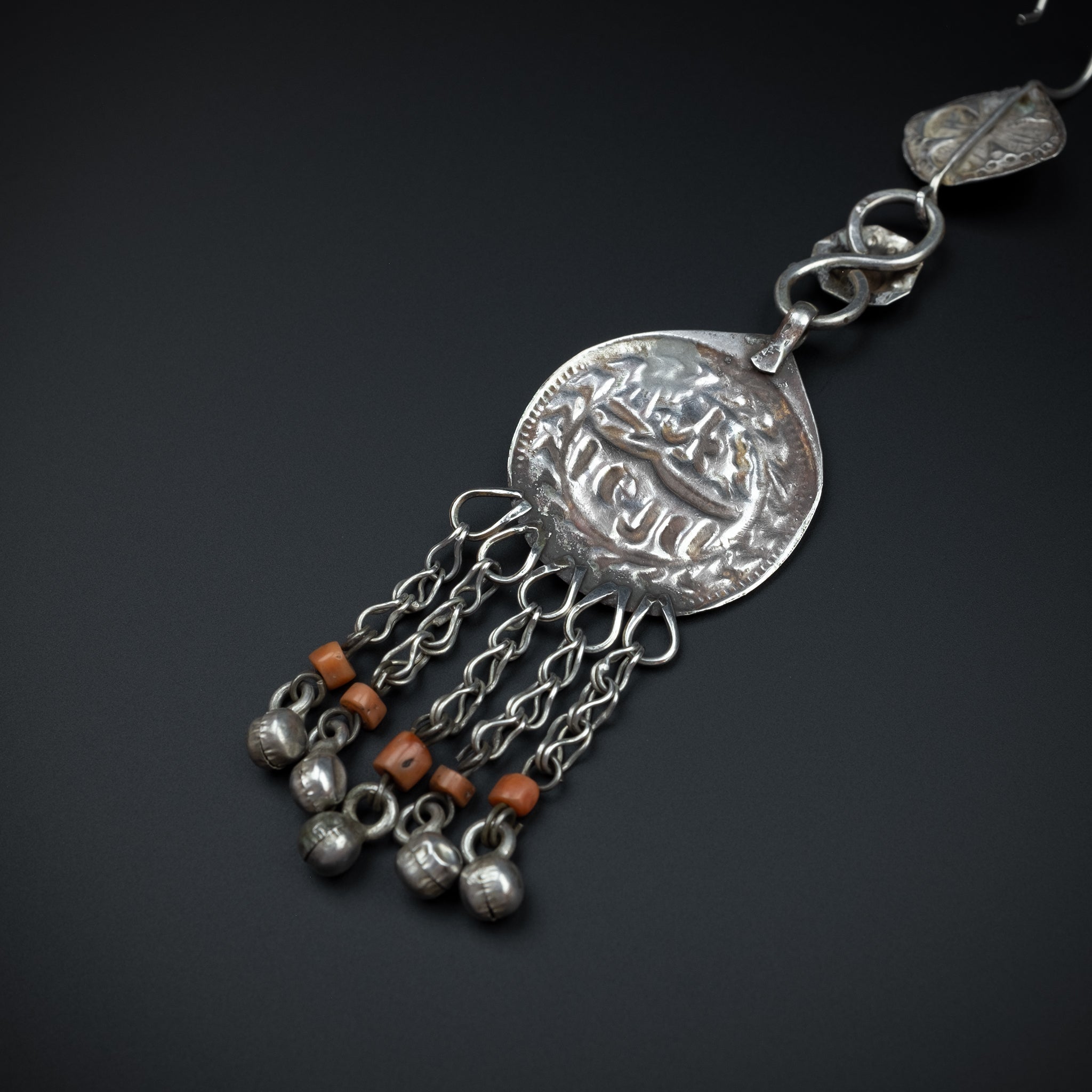 Vintage Silver Bukhara Uzbek Earrings, Central Asia