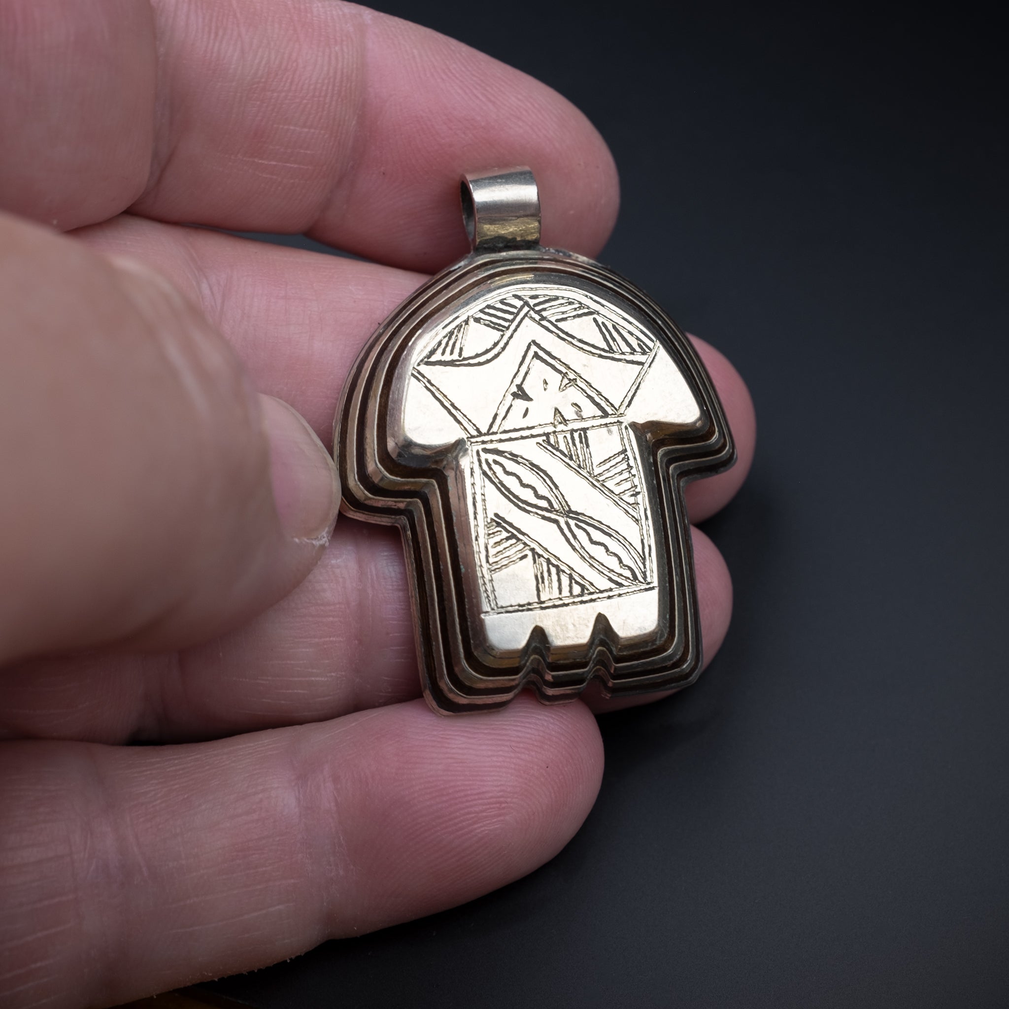 Silver and Wood Khamsa (Hamsa) Pendant, Marrakech, Morocco