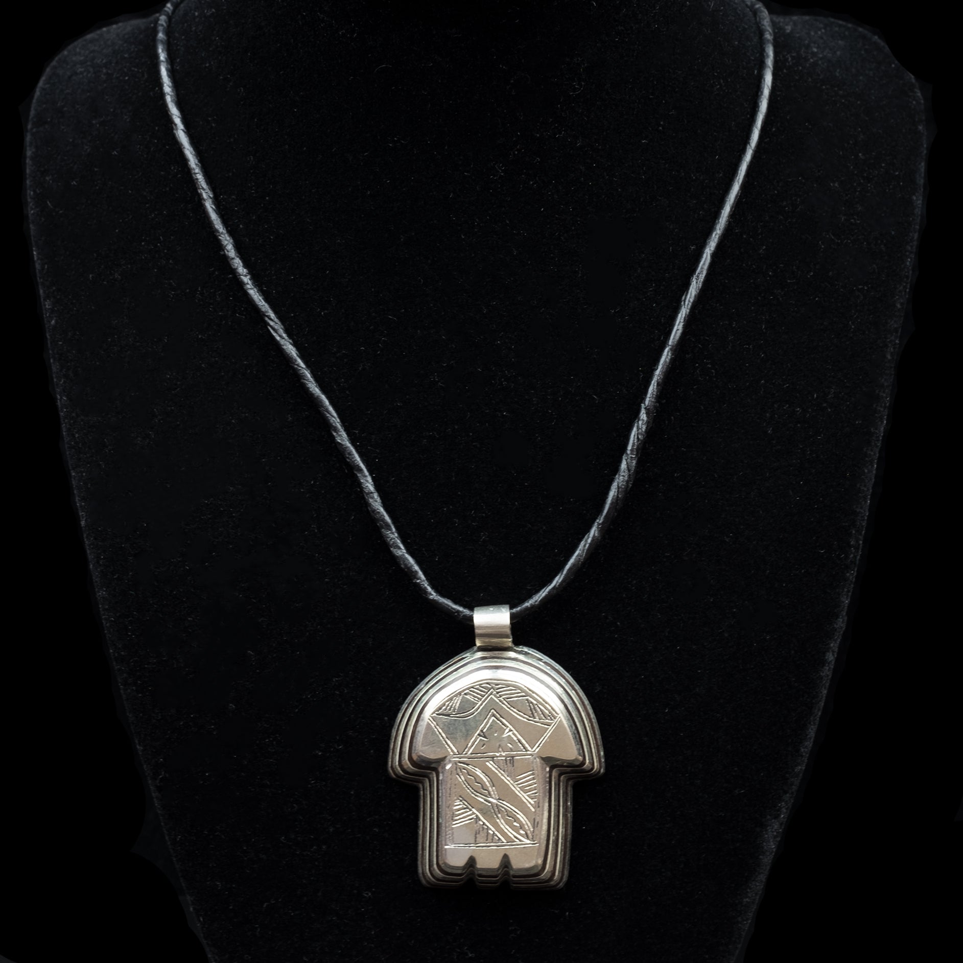Silver and Wood Khamsa (Hamsa) Pendant, Marrakech, Morocco