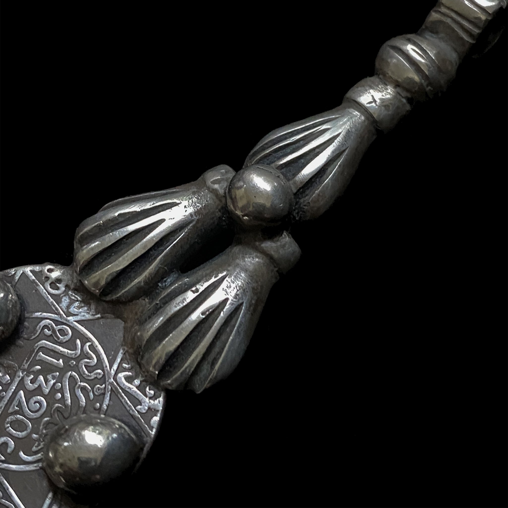 Old Moroccan Silver Berber Coin Pendant with Khamsa (Hamsa)
