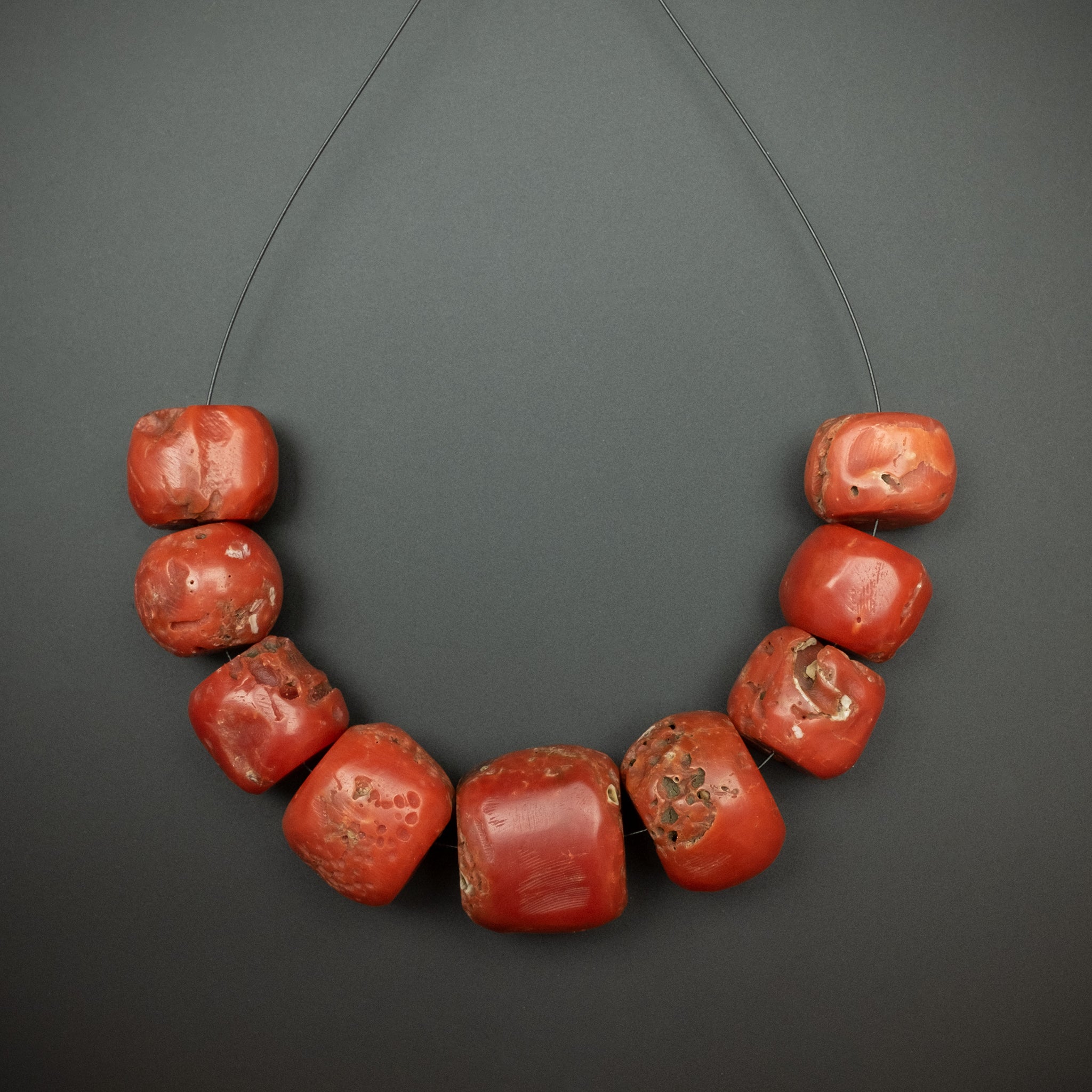 Old Large Mediterranean Coral Beads 34.8 g, Vintage Ethnic Jewellery