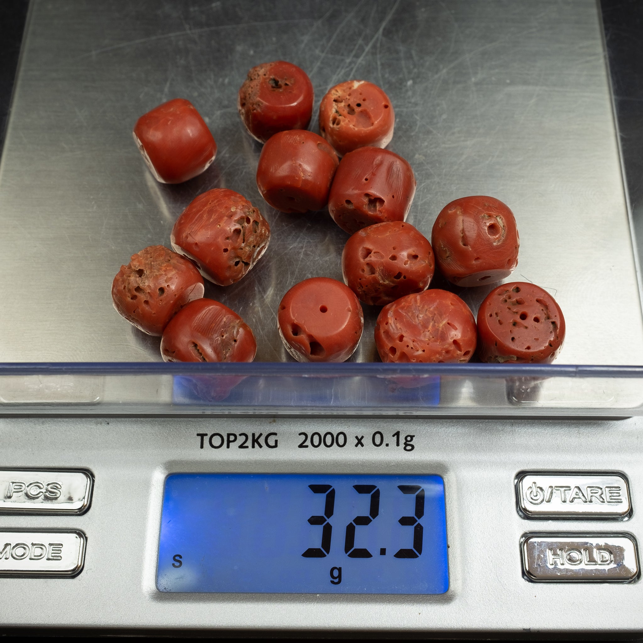 Old Large Mediterranean Coral Beads – 32.3g