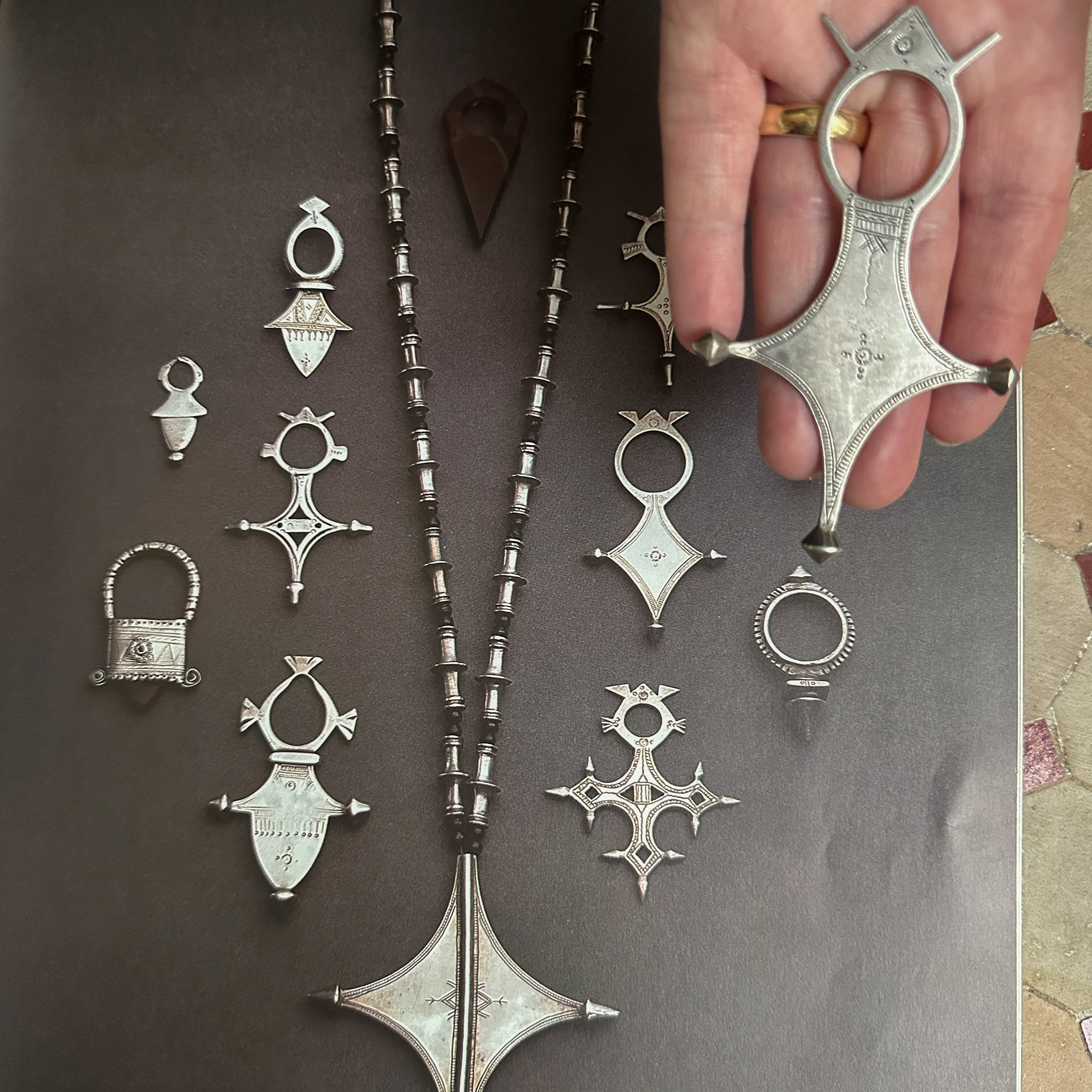 Large Vintage Silver Tuareg Cross of Agadez, Africa Adorned book