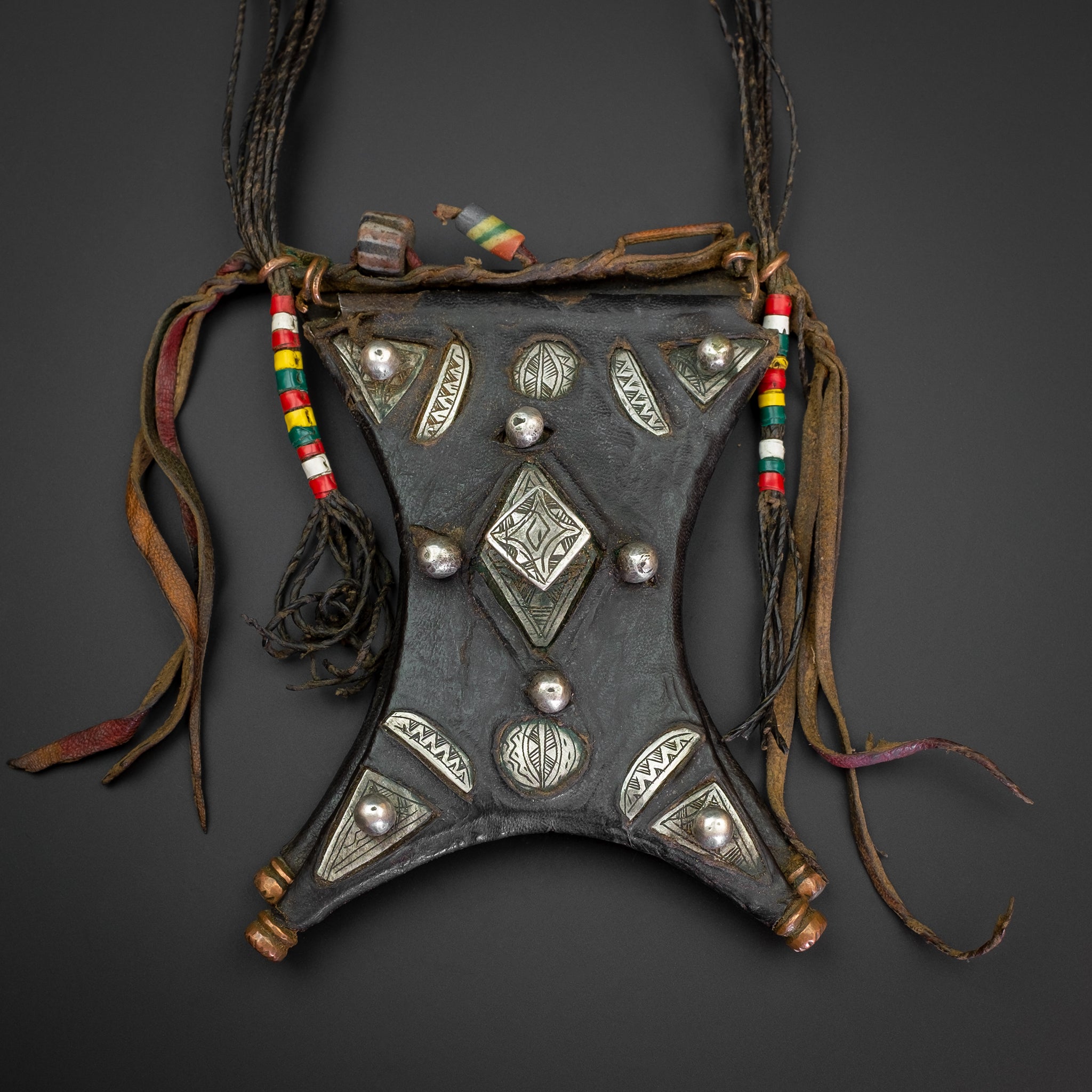 Antique Leather Double Tcherot Amulet, Niger, West Africa