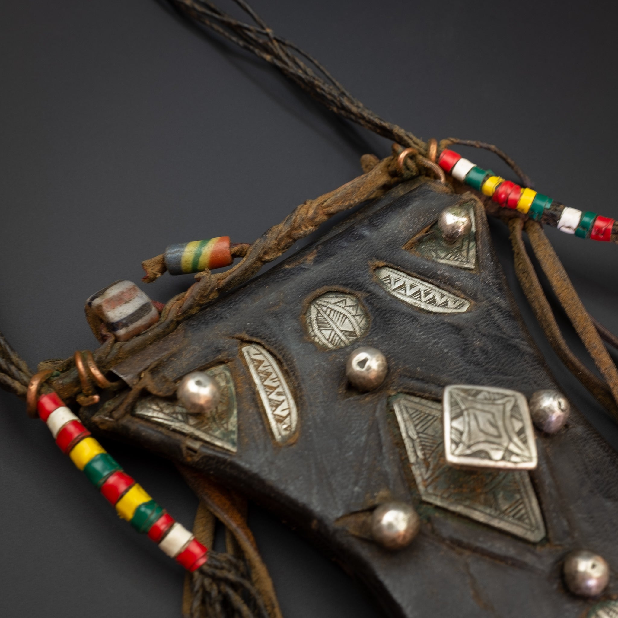 Antique Leather Double Tcherot Amulet, Niger, West Africa