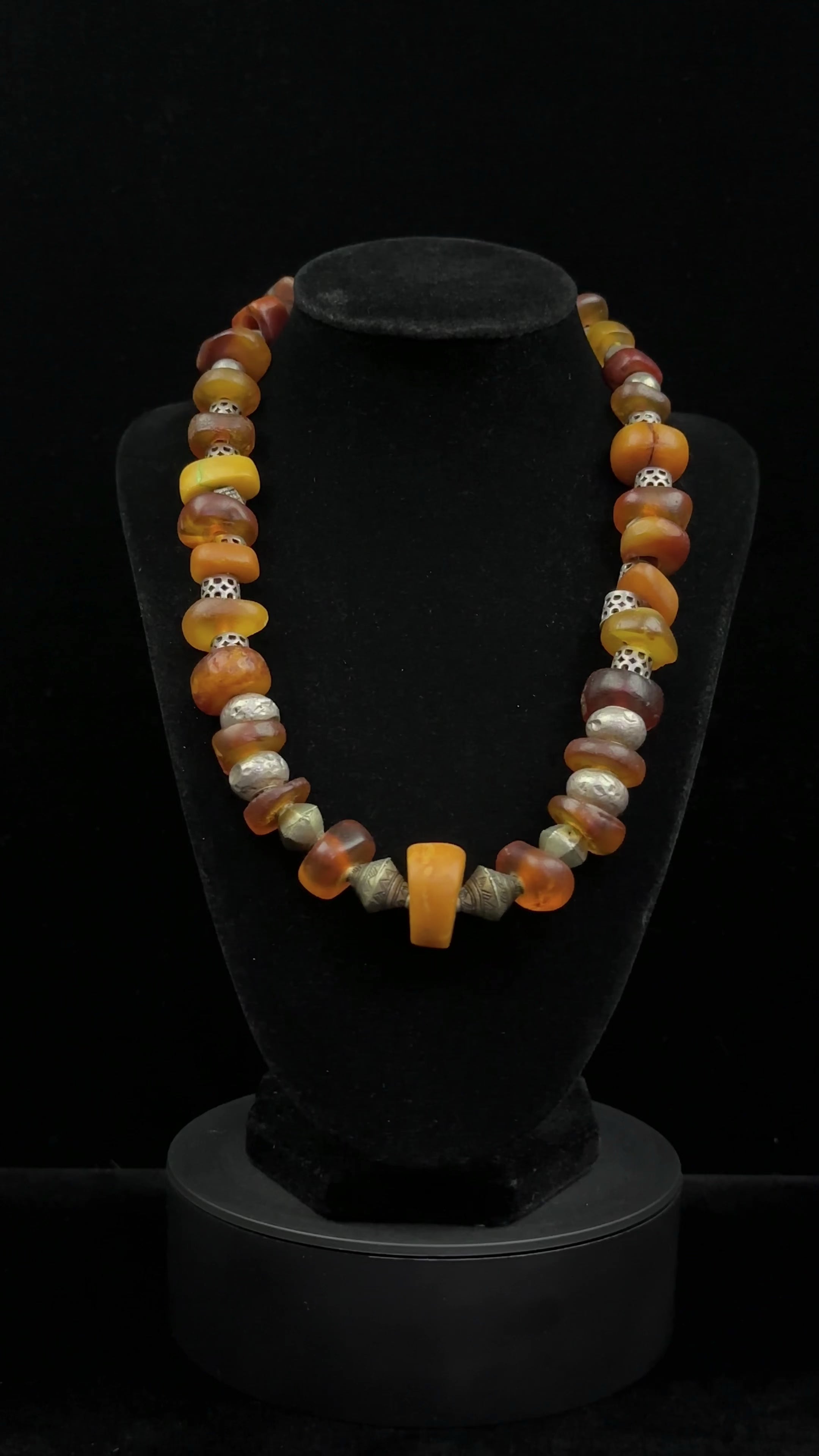 Old Baltic Amber & Silver Necklace