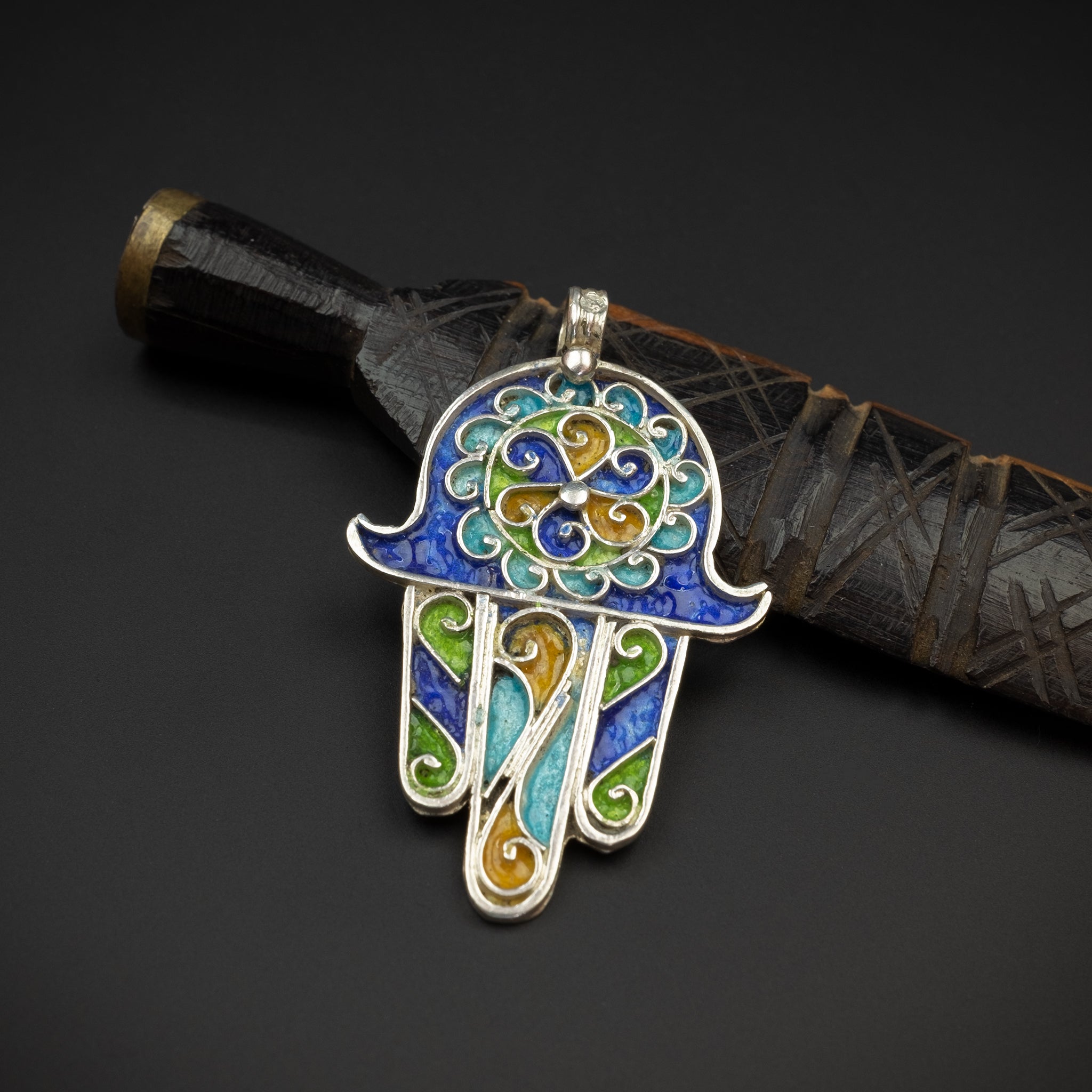 Silver Enamelled Khamsa (Hamsa), Tiznit, Morocco