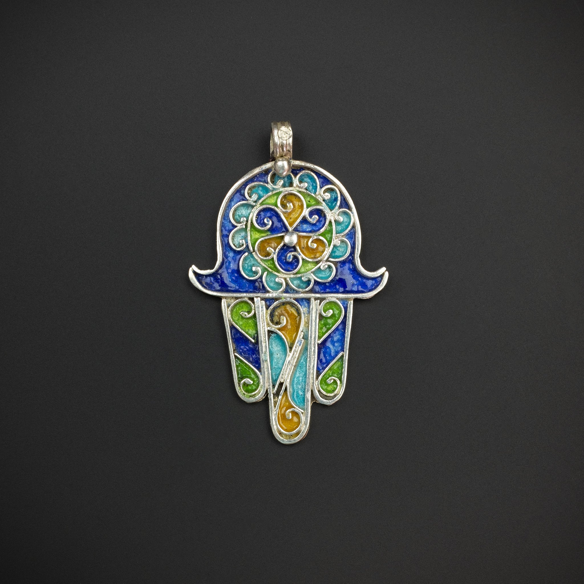 Silver Enamelled Khamsa (Hamsa), Tiznit, Morocco