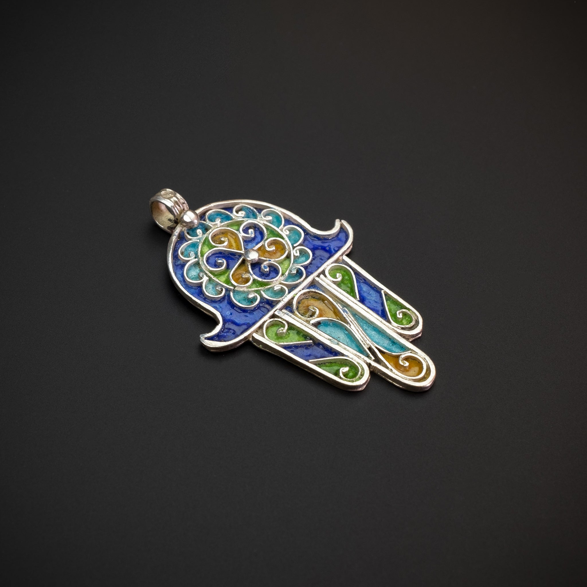 Silver Enamelled Khamsa (Hamsa), Tiznit, Morocco