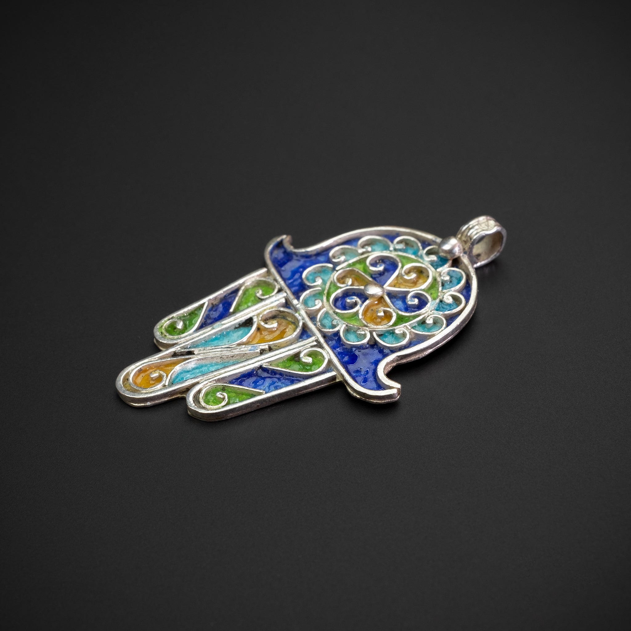 Silver Enamelled Khamsa (Hamsa), Tiznit, Morocco