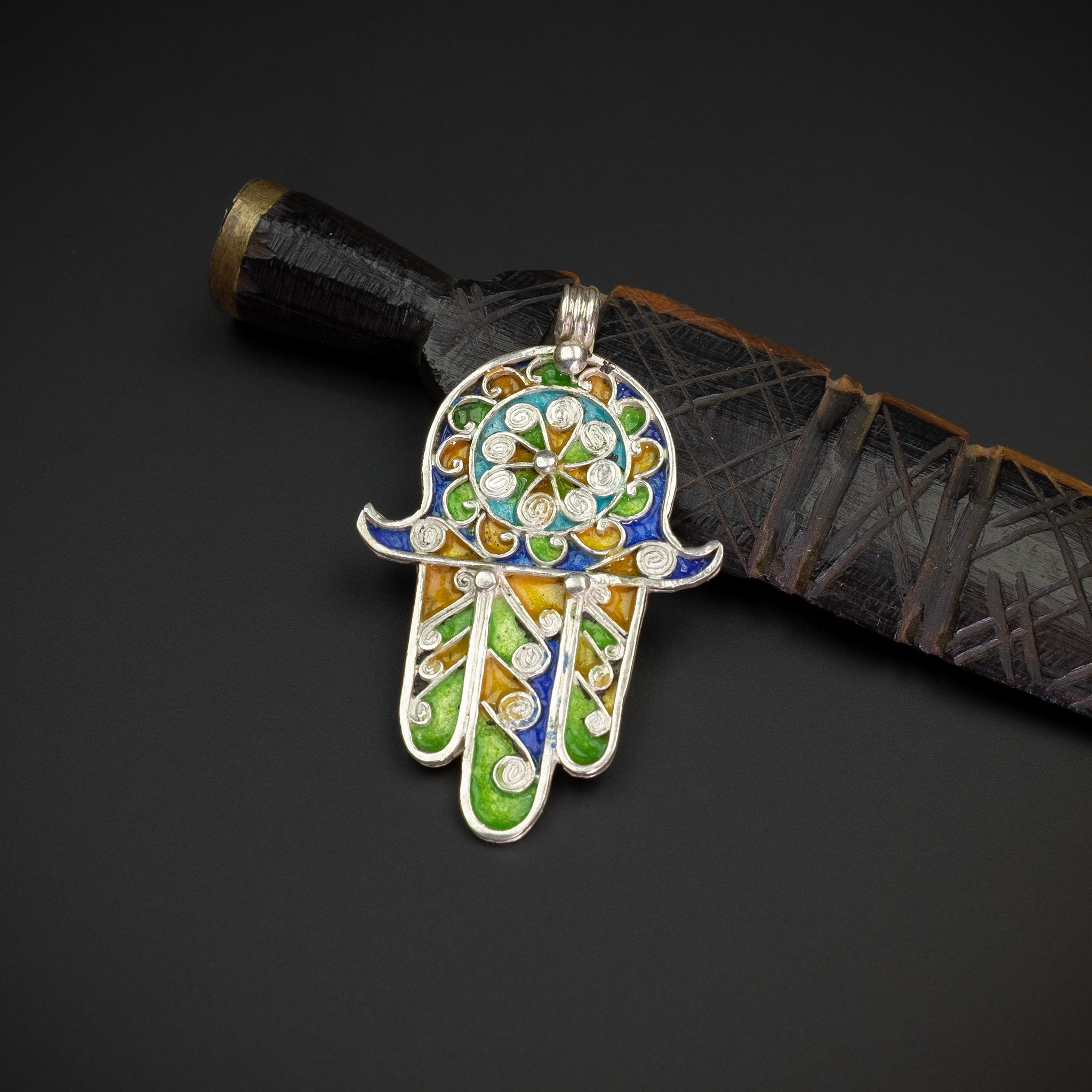 Silver Enamelled Khamsa (Hamsa), Tiznit, Morocco