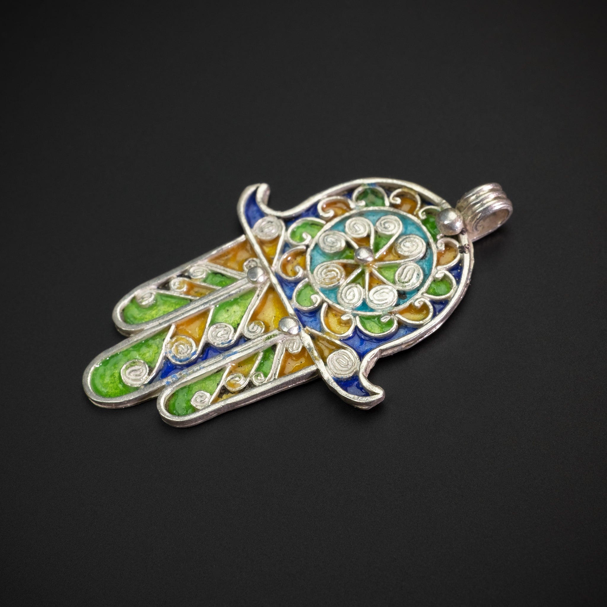 Silver Enamelled Khamsa (Hamsa), Tiznit, Morocco