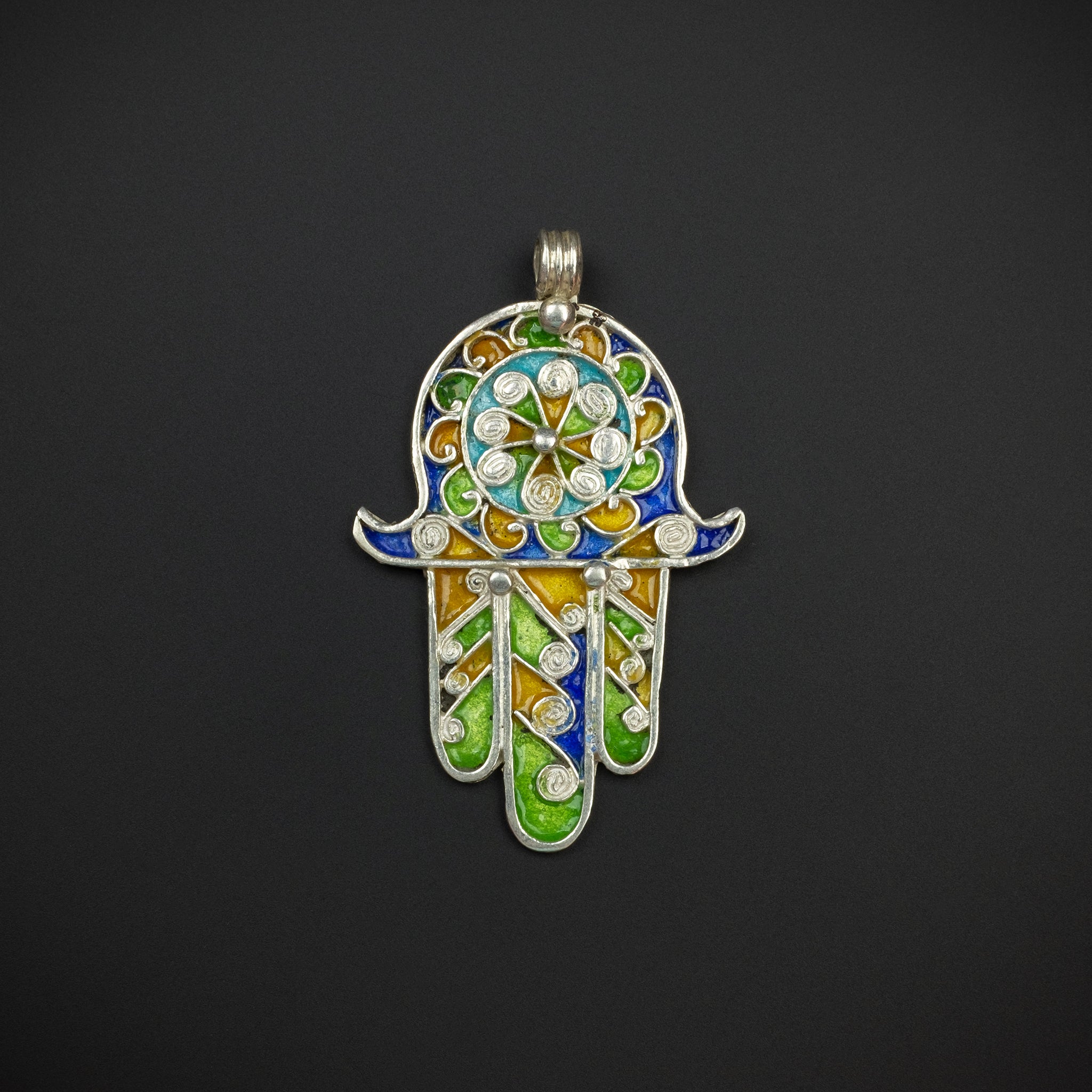 Silver Enamelled Khamsa (Hamsa), Tiznit, Morocco
