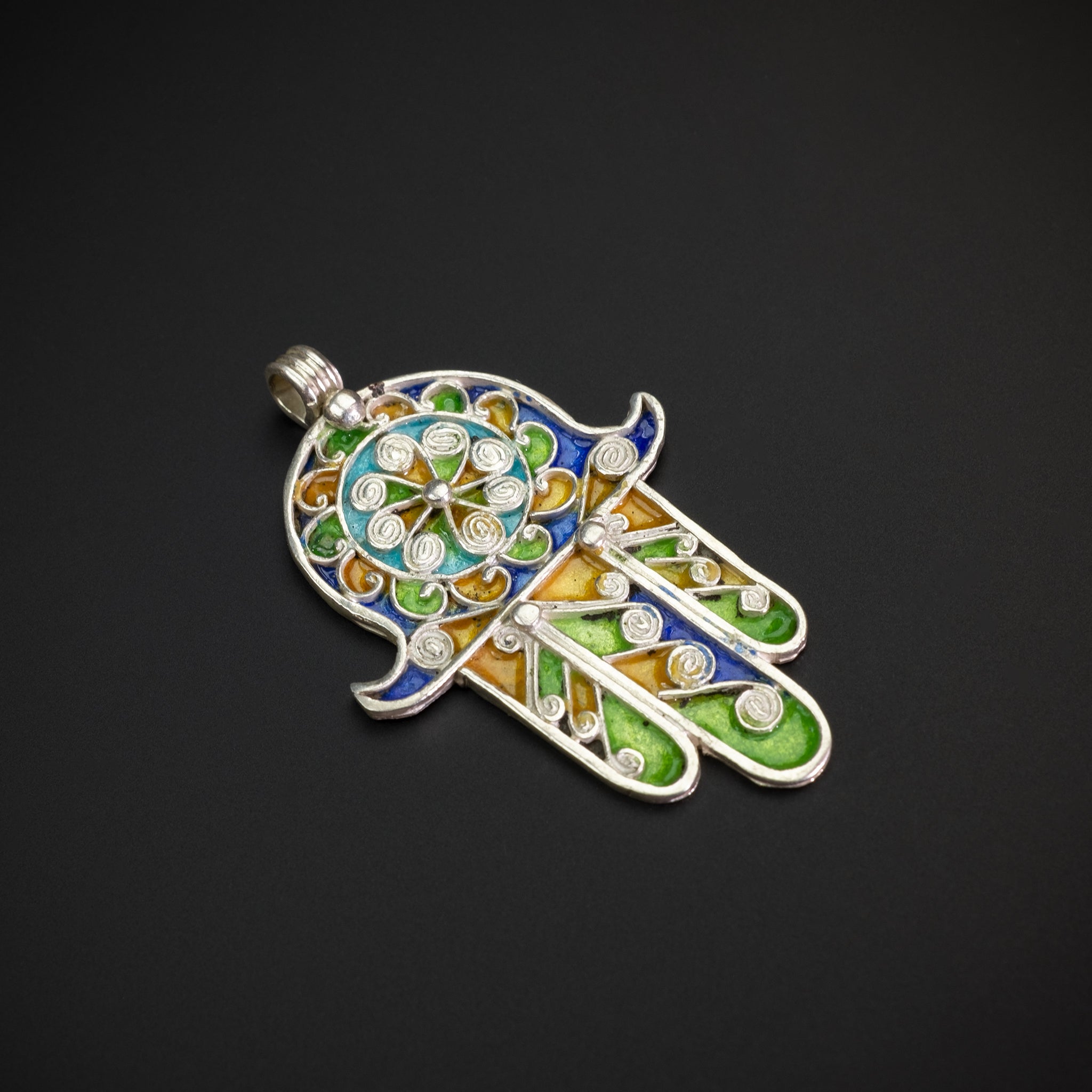 Silver Enamelled Khamsa (Hamsa), Tiznit, Morocco