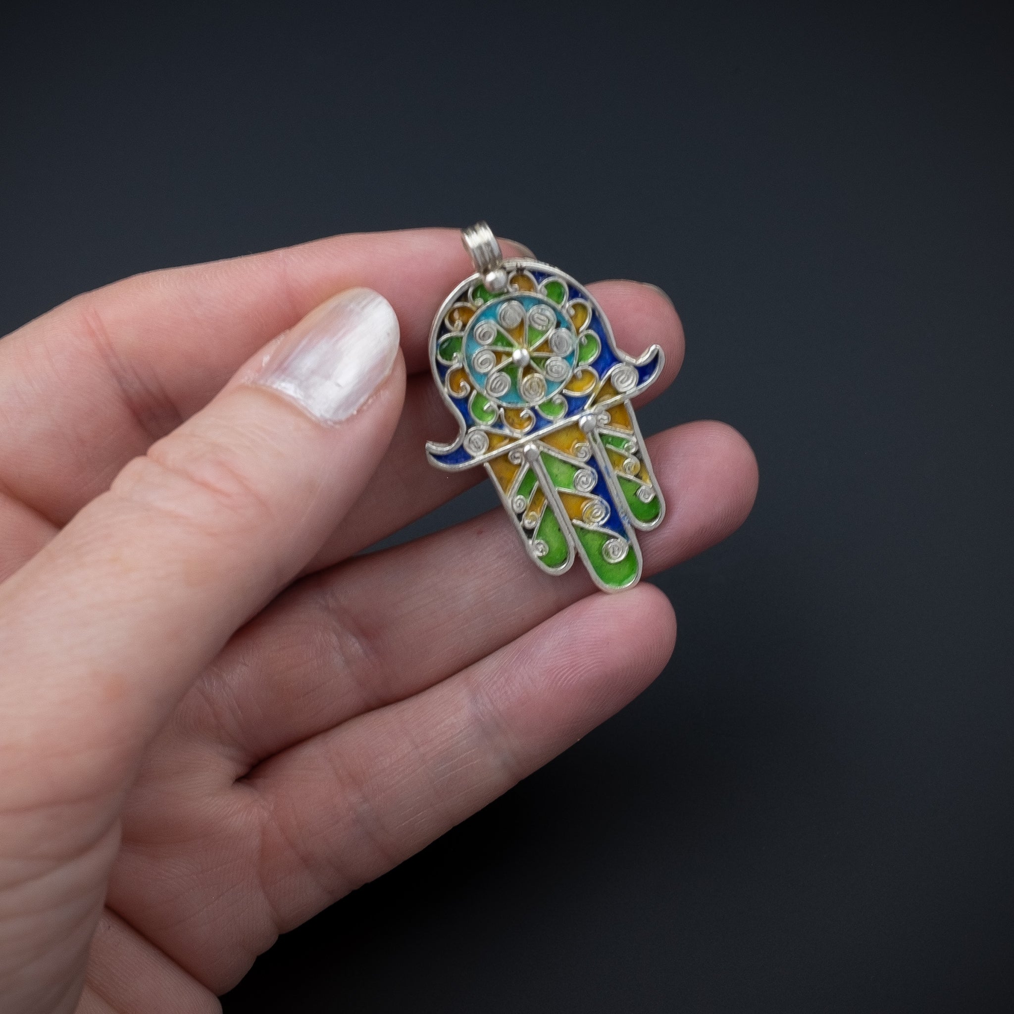 Silver Enamelled Khamsa (Hamsa), Tiznit, Morocco