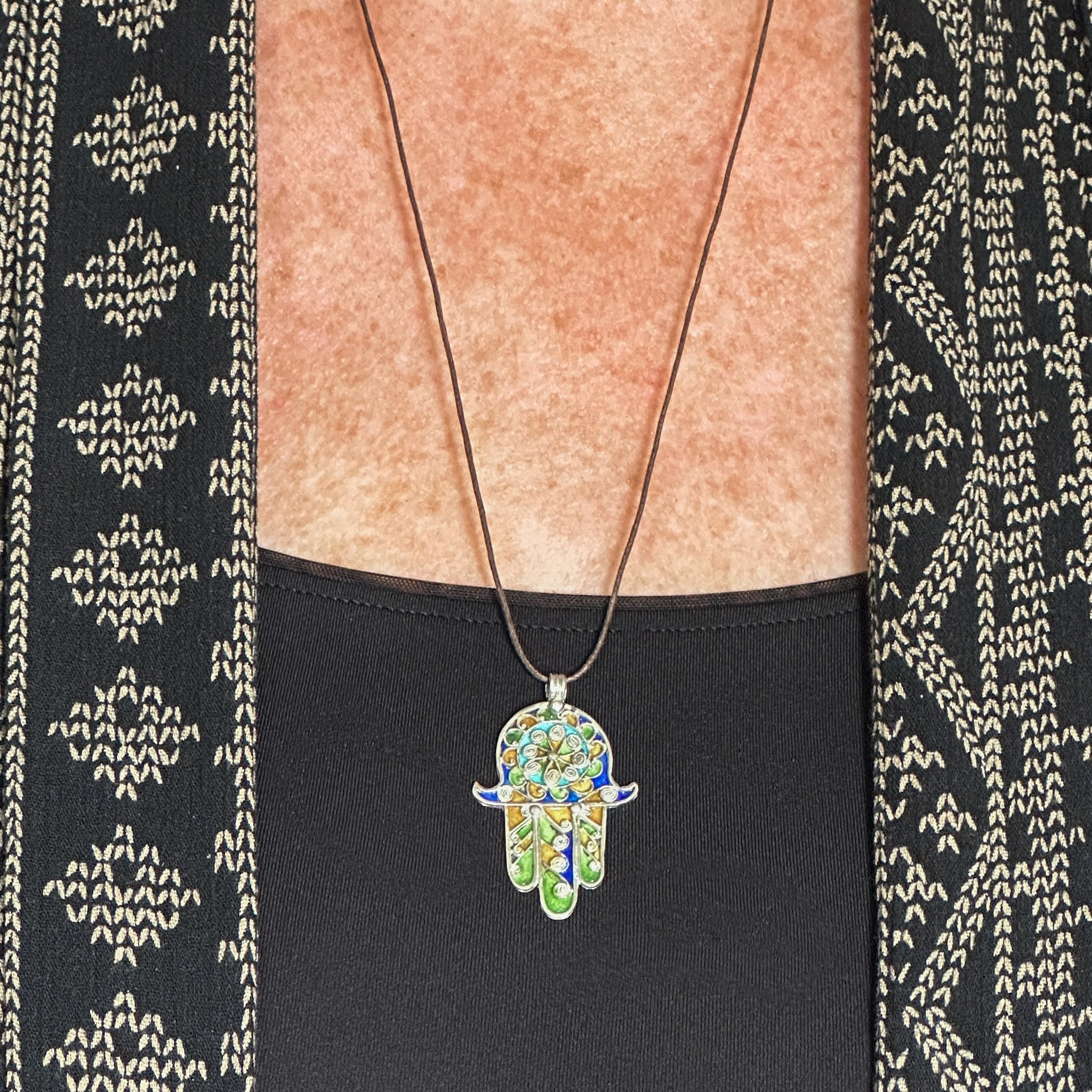 Silver Enamelled Khamsa (Hamsa), Tiznit, Morocco
