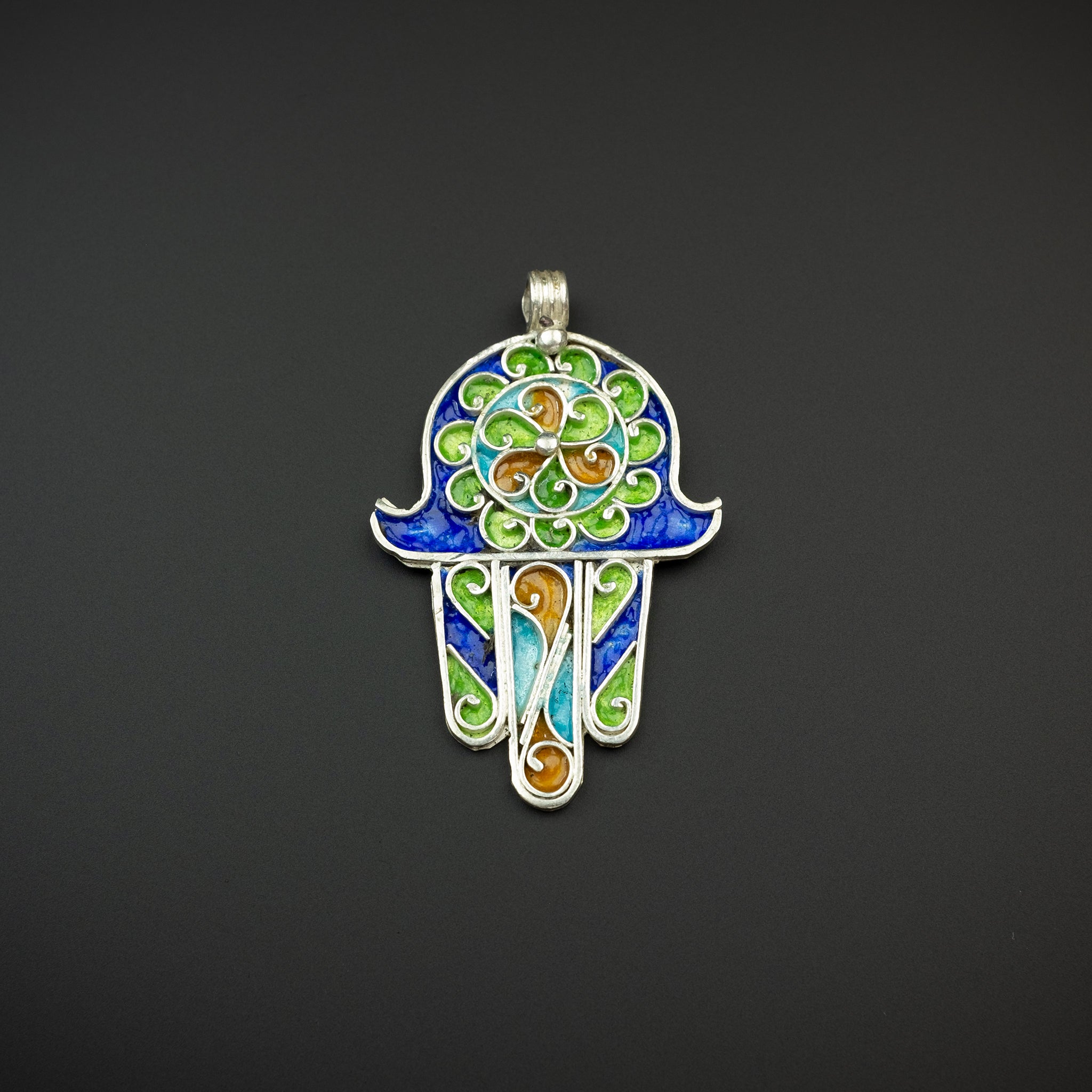 Silver Enamelled Khamsa (Hamsa), Tiznit, Morocco