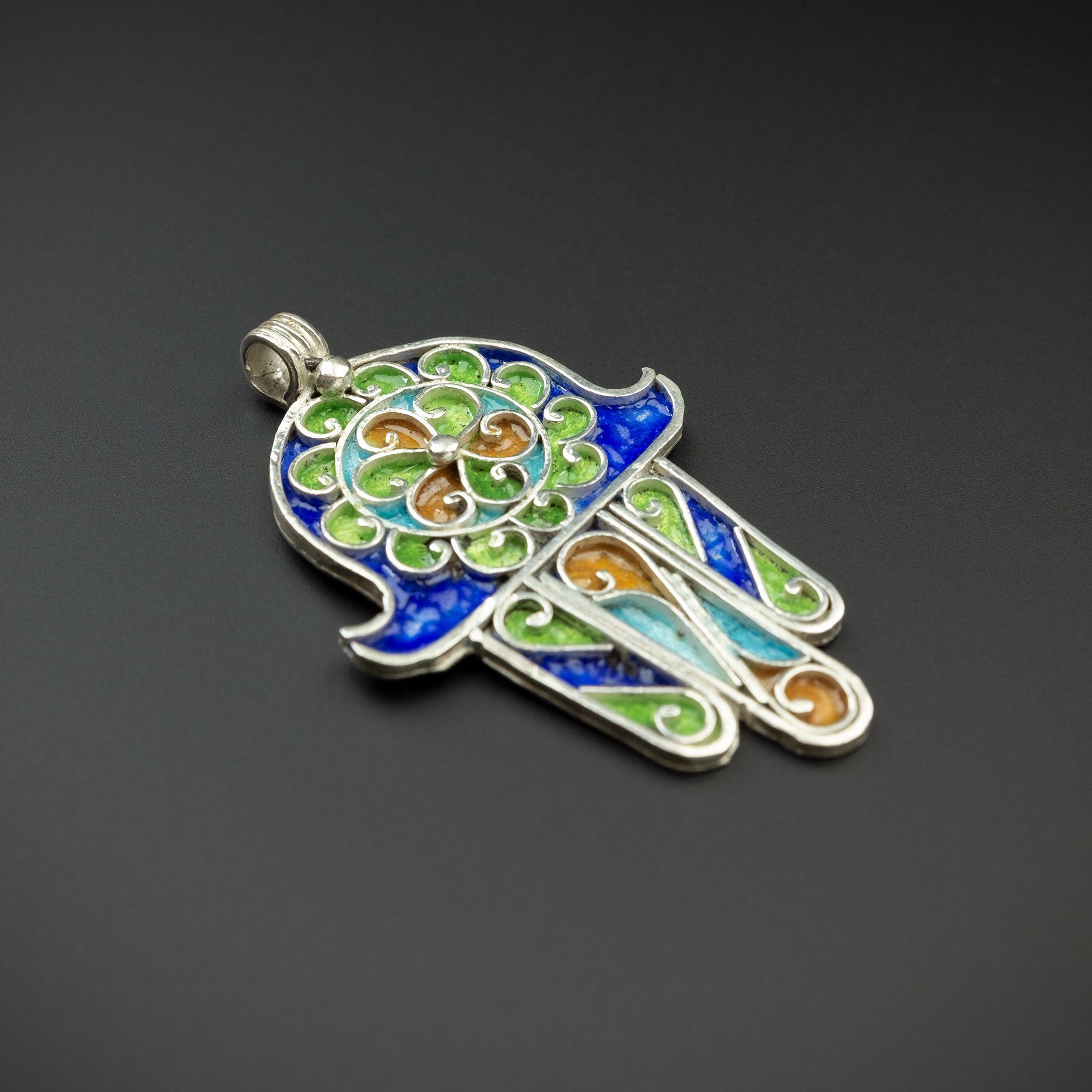 Silver Enamelled Khamsa (Hamsa), Tiznit, Morocco