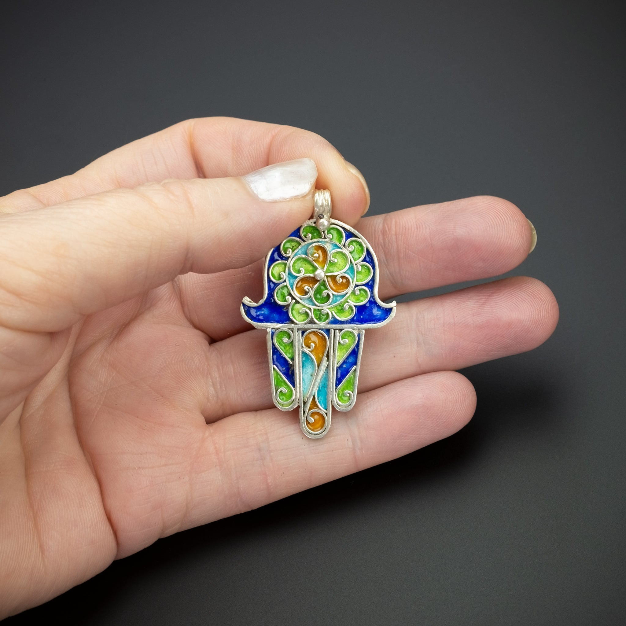 Silver Enamelled Khamsa (Hamsa), Tiznit, Morocco