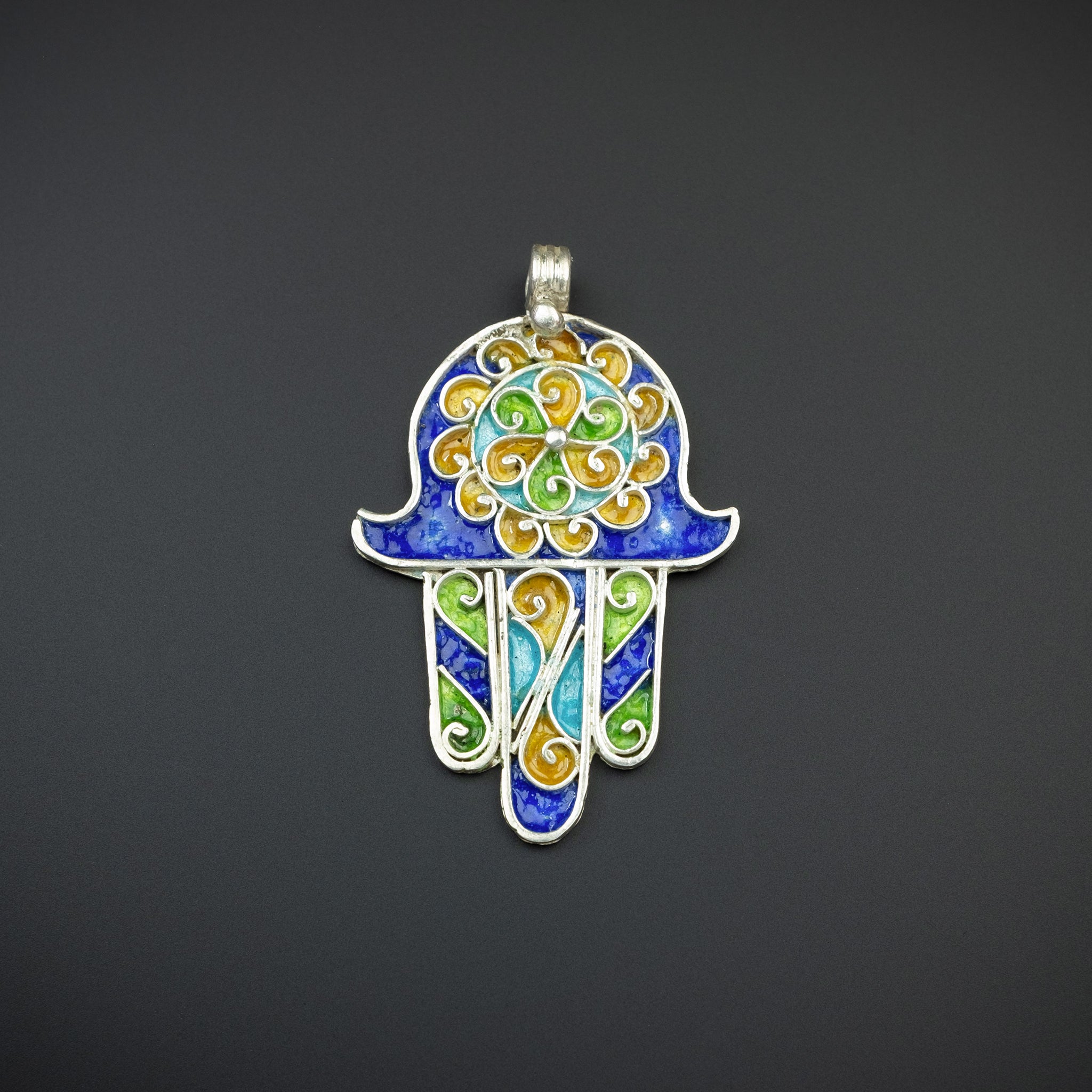 Silver Enamelled Khamsa (Hamsa), Tiznit, Morocco