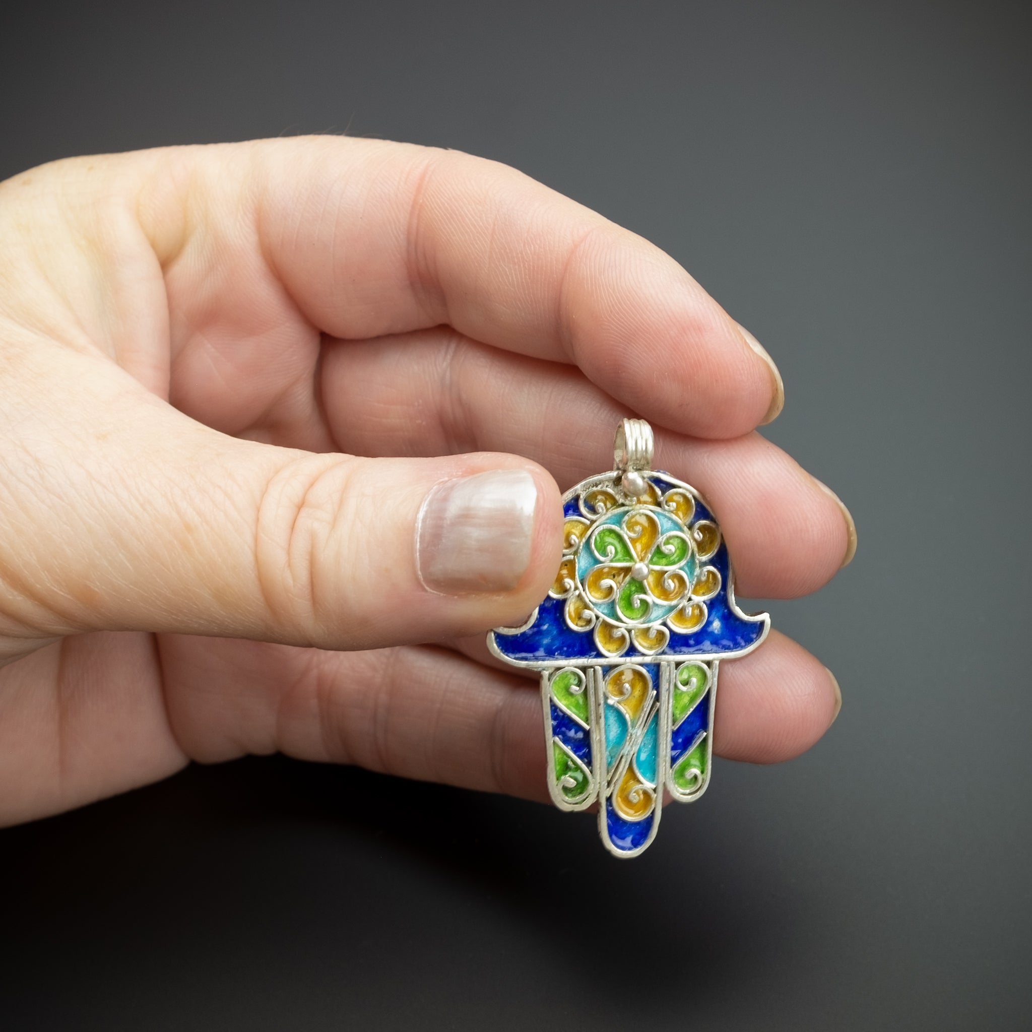 Silver Enamelled Khamsa (Hamsa), Tiznit, Morocco